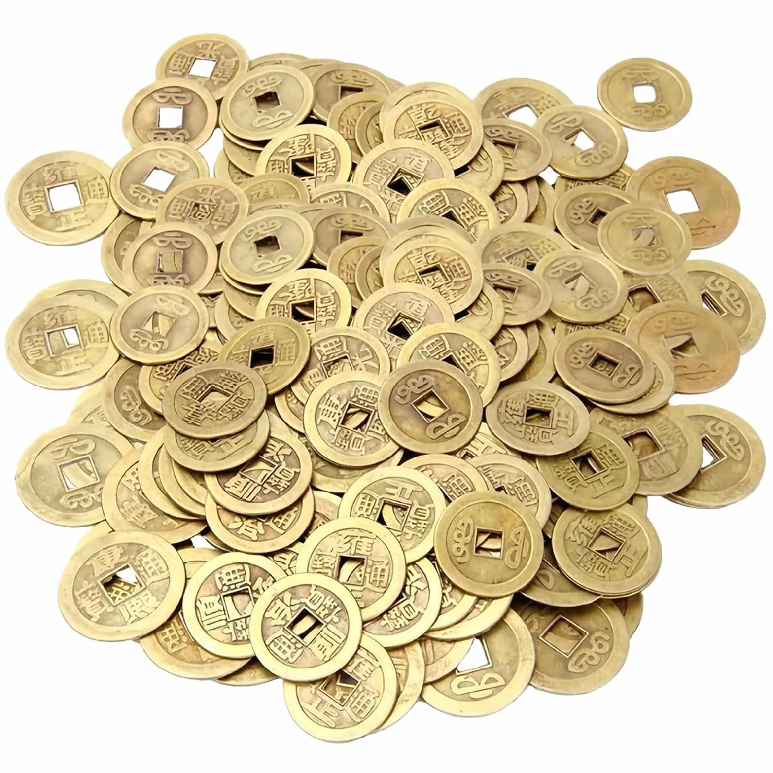 50 sztuk monet na szczęście I-Ching dla zdrowia i dobrobytu, chińskie monety Feng Shui, 2 cm, brąz, moneta wisząca