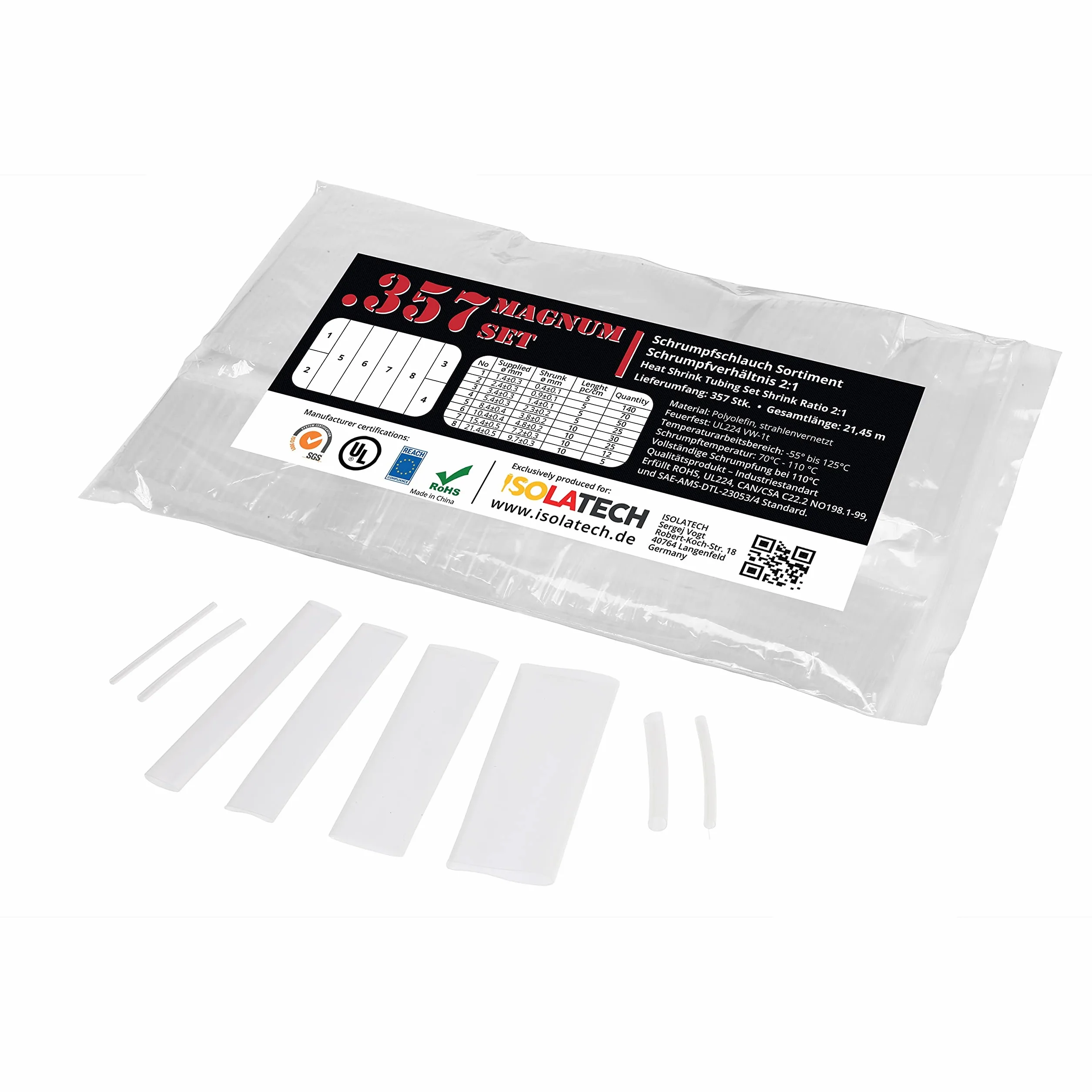 ISO-PROFI® 357-Magnum torba termokurczliwa asortyment 2:1 przezroczysty