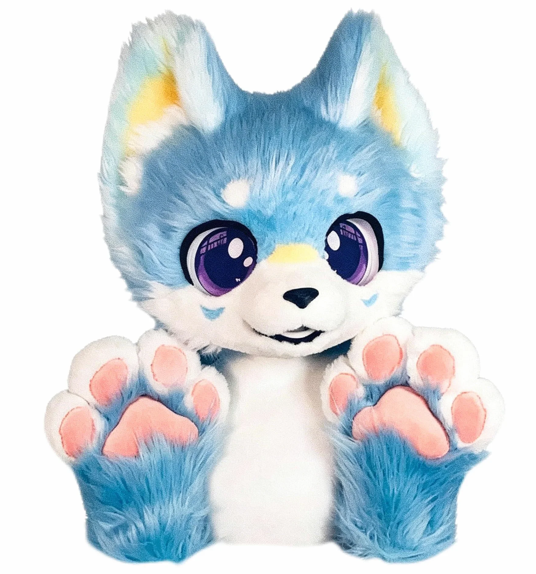 Zestaw maski na głowę Husky Fursuit i pluszowych rękawiczek, zwierzęce przebranie na karnawał na Halloween Comic Con