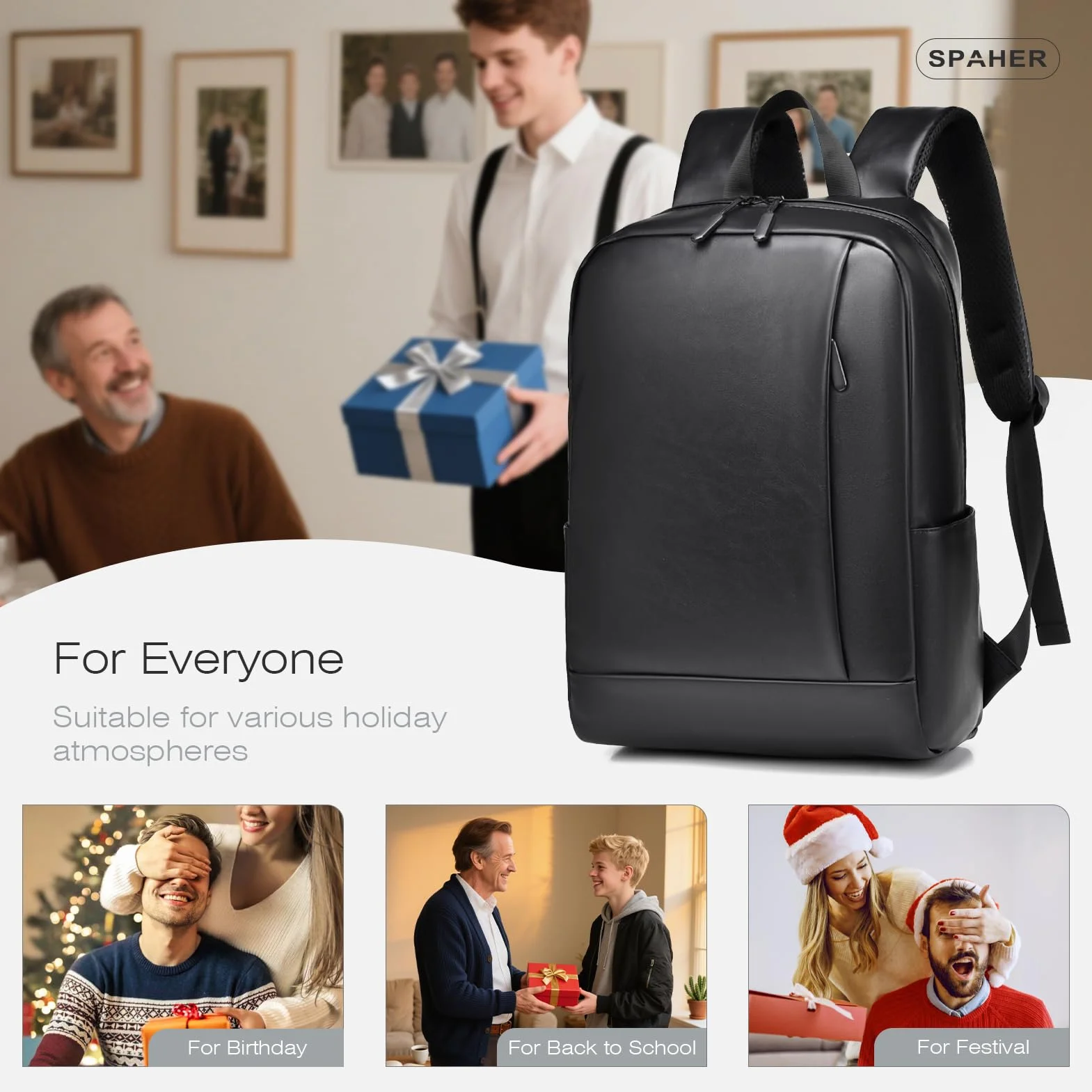 SPAHER 20L Skóry Plecak Podróżny 40x30x15cm British Airways Bagaż Podręczny do Samolotu Plecak na Laptopa 15,6 Calowy Wodoodporny Roboczy Szkolny Biznesowy Plecak Mężczyzna Kobieta