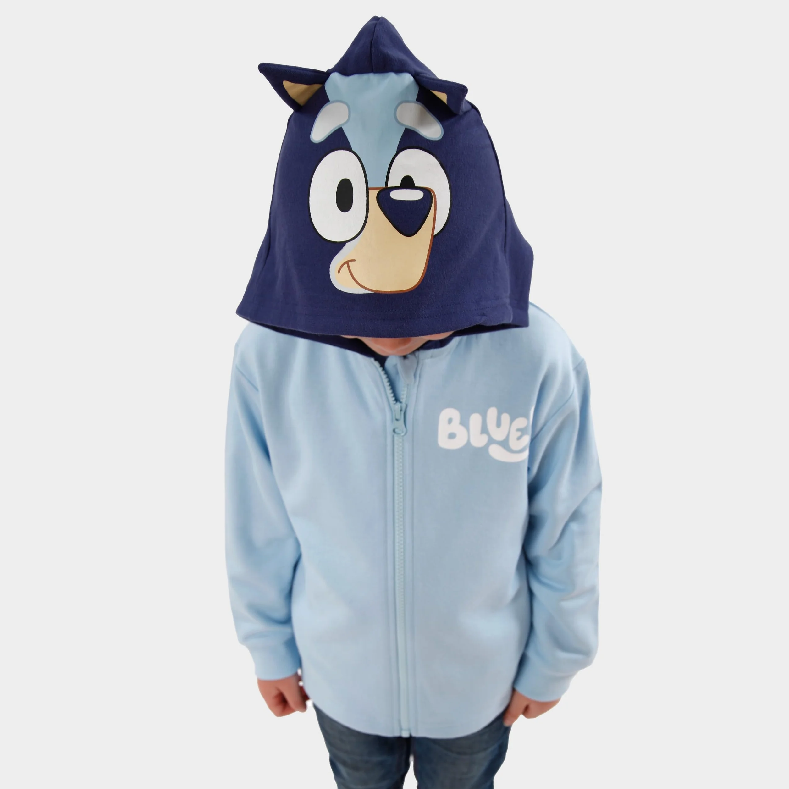 Bluey Niebieska Z Kapturem Z Uszami 3D | Bluza Z Kapturem | Kostiumowa Bluza Z Kapturem Dla Chłopców | Oficjalny Towar