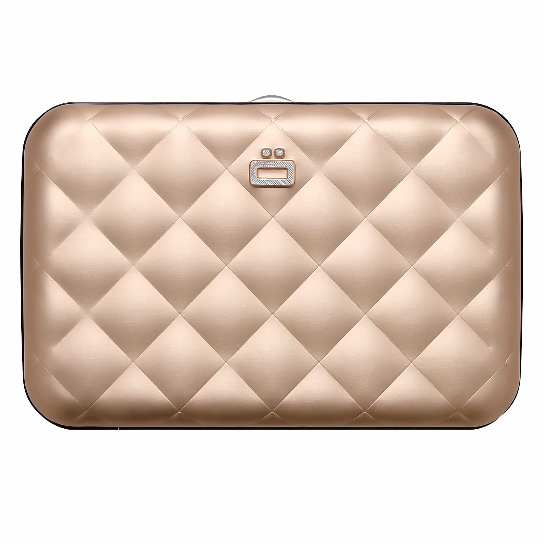 Ögon Inteligentne portfele - Aluminiowy portfel Quilted Button - Kobiety - Etui na karty blokujące RFID - Do 10 kart i banknotów (różowe złoto)