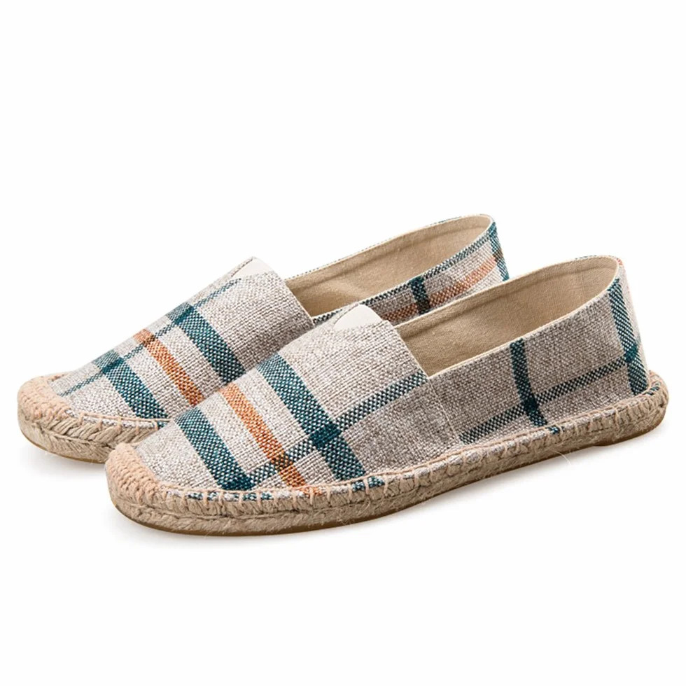 Alexis Leroy Wzór karo męski espadryle, beżowy - beżowy - 42 EU