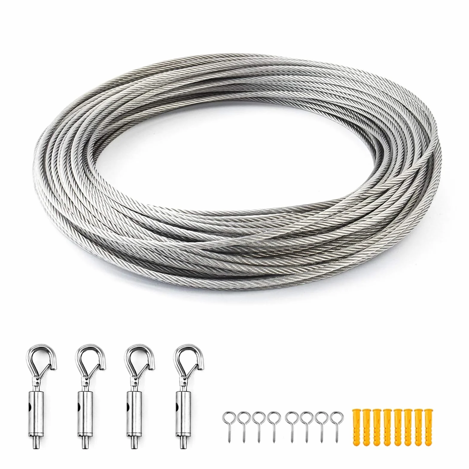 Zestaw kabli ze stali nierdzewnej 10 m, kabel ze stali nierdzewnej 2 mm powlekany pcv do zawieszenia świetlnego do roślin wspinaczkowych kurtyna pergola lina do prania