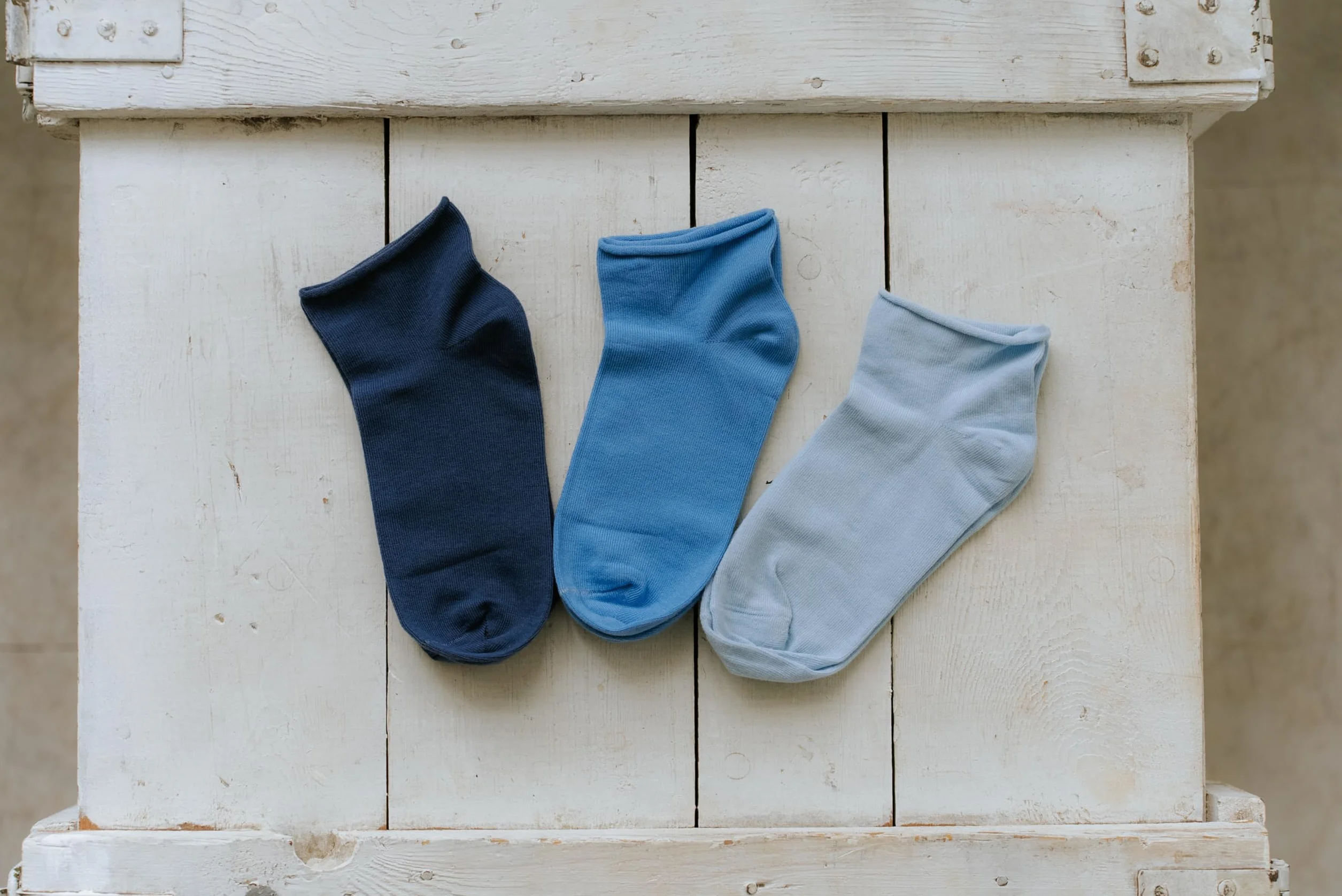 Rainbow Socks - Damskie bawełniane wygodne skarpety do kostek - beżowe, niebieskie, miętowe skarpety - 3 lub 5 par, 3 x niebieski, 36-38 EU