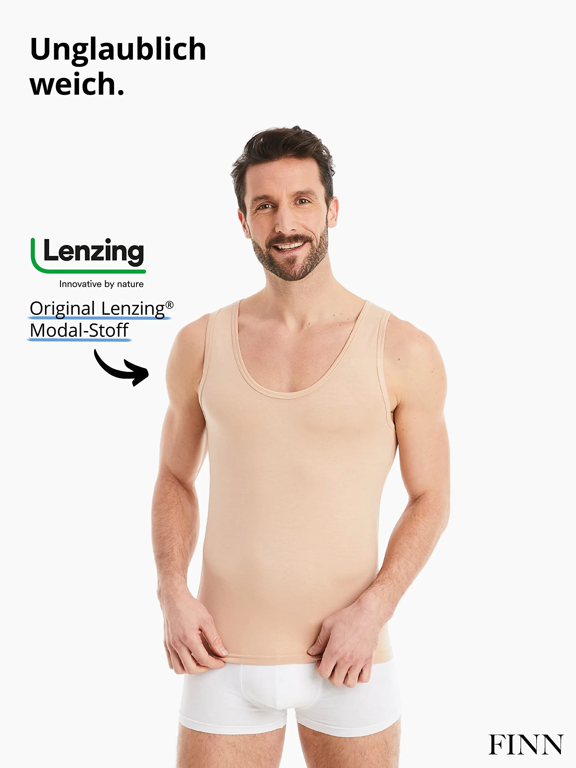 FINN Podkoszulek biznesowy męski bez rękawów Tank Top - podkoszulek męski z oryginalnego materiału Lenzing® Modal - idealna koszulka pod pachami pod koszulą i garniturem