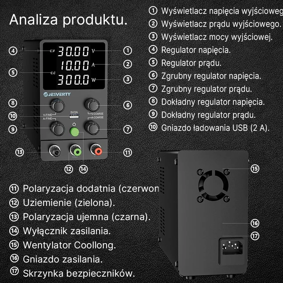 Fuente de Alimentación Regulable 30V 10A DC Fuentes de Alimentación de Laboratorio Fuente de Alimentacion de Banco Ajustable Pantalla LED de 4 Dígitos SPS-3010N