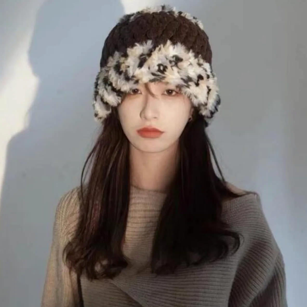 Czapka Beanie Czapka Zimowa Damska Dziewczęca Dzianinowa Czapka Robiona Na Drutach Czapka Rybaka Ciepła (jak pokazano Jeden Rozmiar)