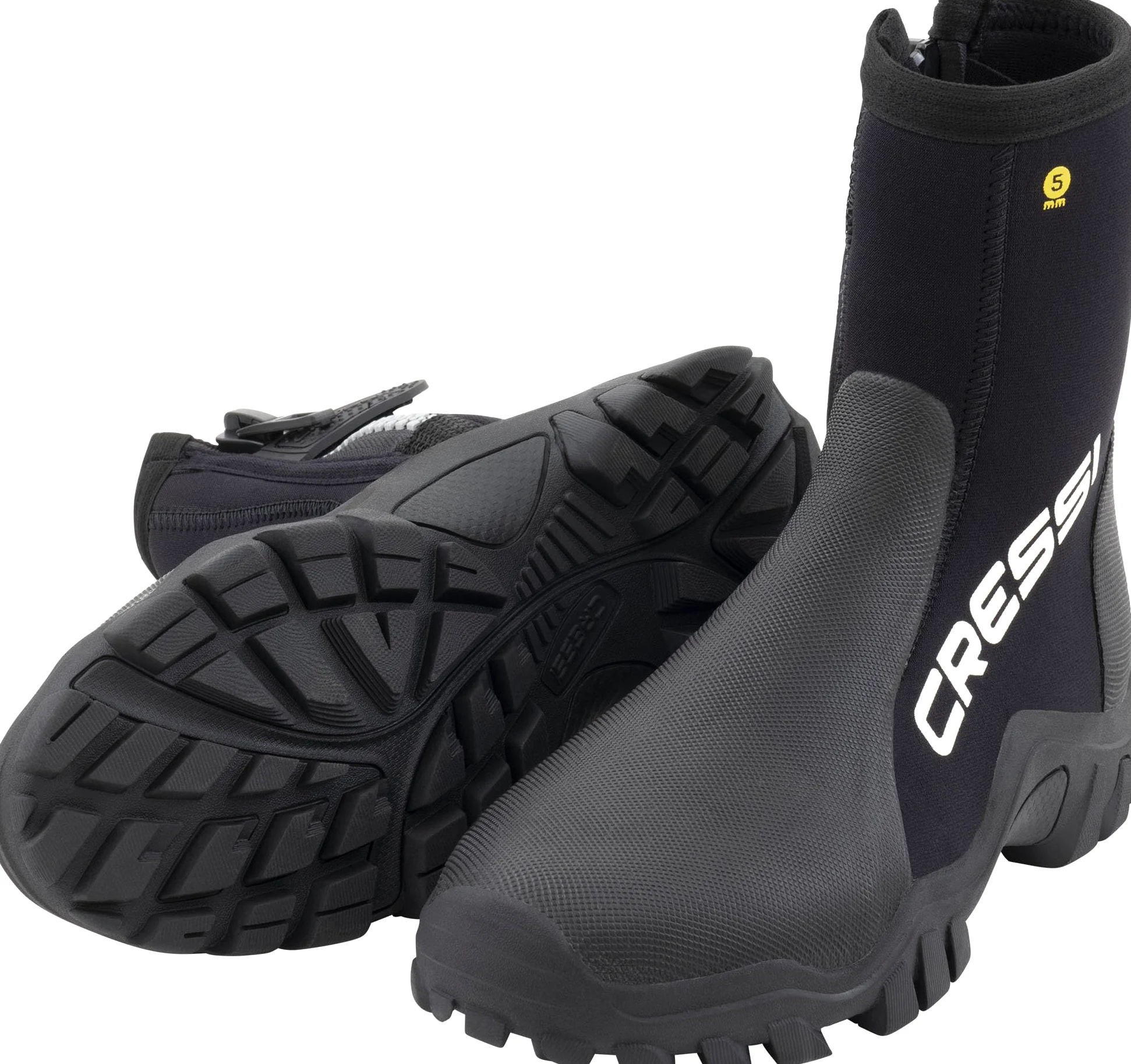 CRESSI Reeftech RS Boots 5 mm czarne buty neoprenowe z podwójną podszewką ze wzmocnioną podeszwą, zaprojektowane do użytku w zimnej wodzie, idealne do nurkowania z płetwami z odkrytymi