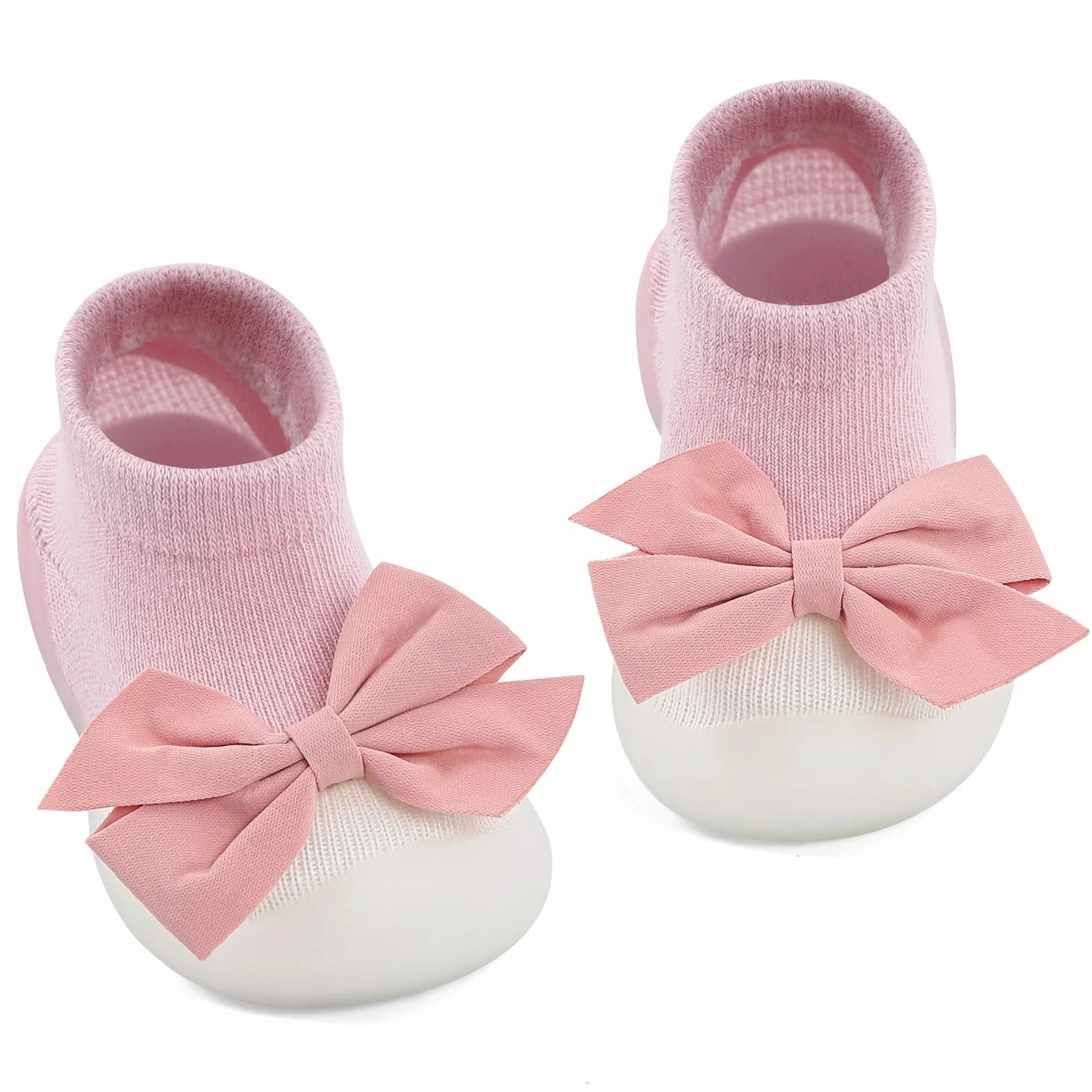 MK MATT KEELY Buty dla dziewczynek z kokardą małe skarpetki buty dziecięce buty do chodzenia boso antypoślizgowe buty do chodzenia