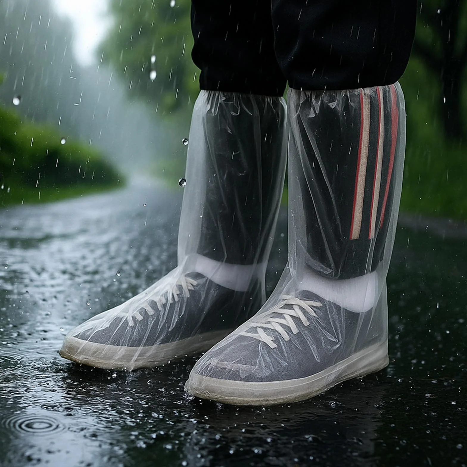 5 par jednorazowych nakładek na buty z gumowym ściągaczem, wodoszczelne pokrowce na buty przeciwdeszczowe, przezroczyste ochraniacze na buty, wodoodporne, antypoślizgowe, dla mężczyzn i kobiet, na