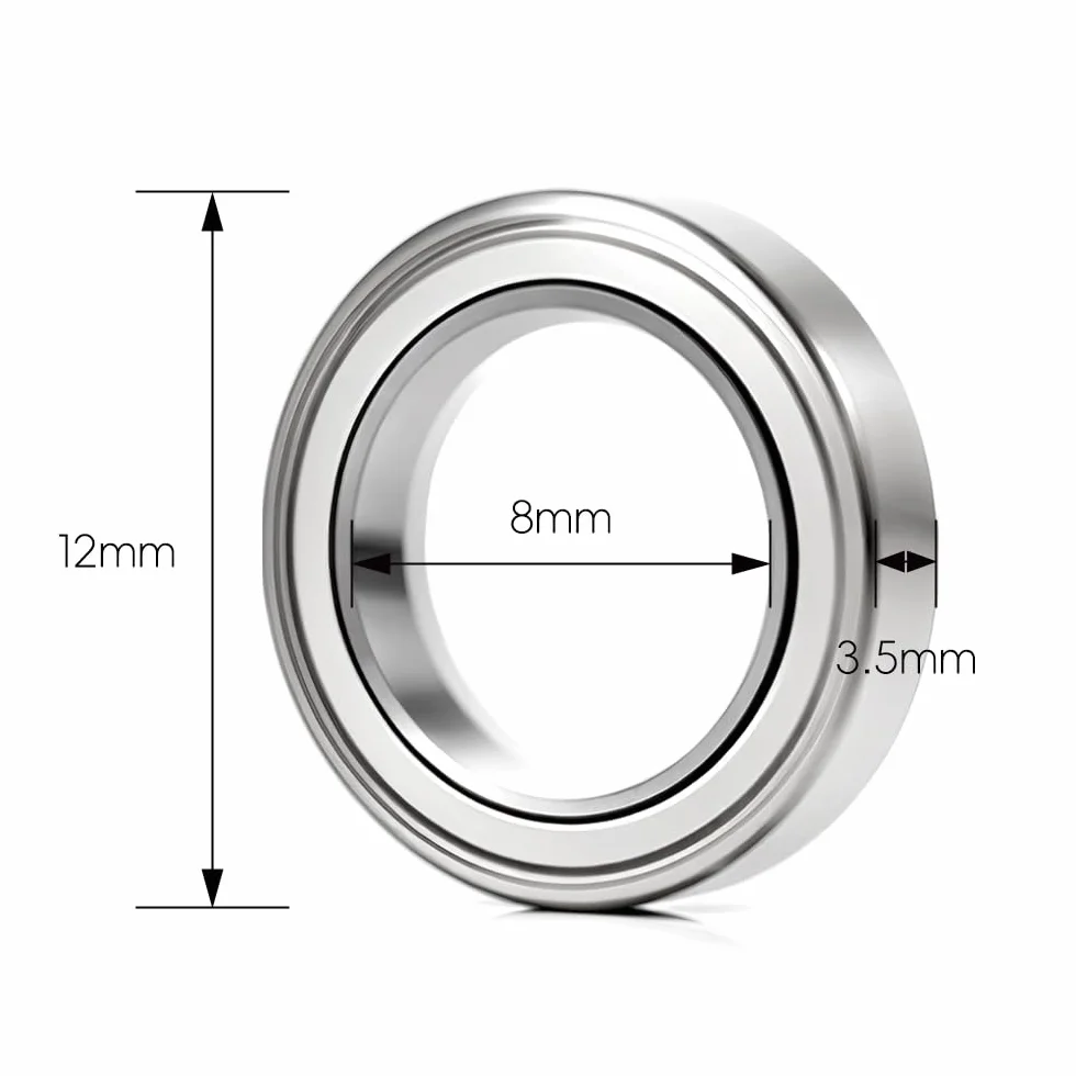 MR128ZZ 12 sztuk łożysk kulkowych 8 mm x 12 mm x 3,5 mm, podwójnie zabezpieczone, do majsterkowania, tokarek, silników, drukarek 3D, frezarek, różnych urządzeń mechanicznych itp