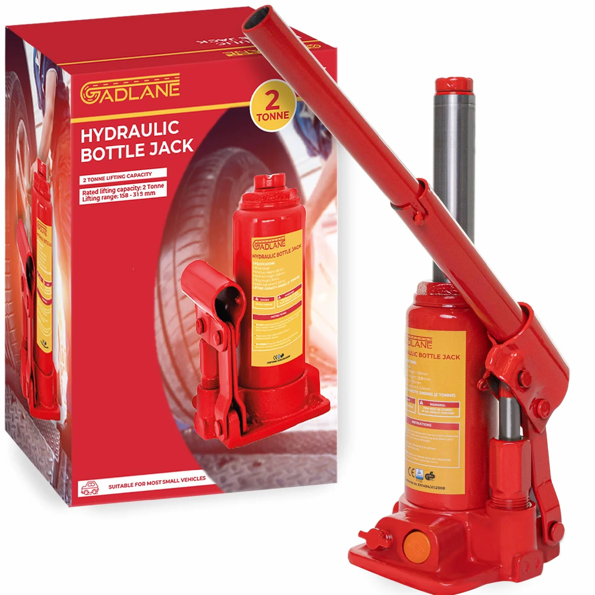GADLANE Hydrauliczny podnośnik do butelek 2 tony – mocny, trwały podnośnik hydrauliczny ze stali stopowej o udźwigu 2 tony (2000 kg), bezpiecznym zaworem przeciążeniowym i uchwytem szybkiego montażu,