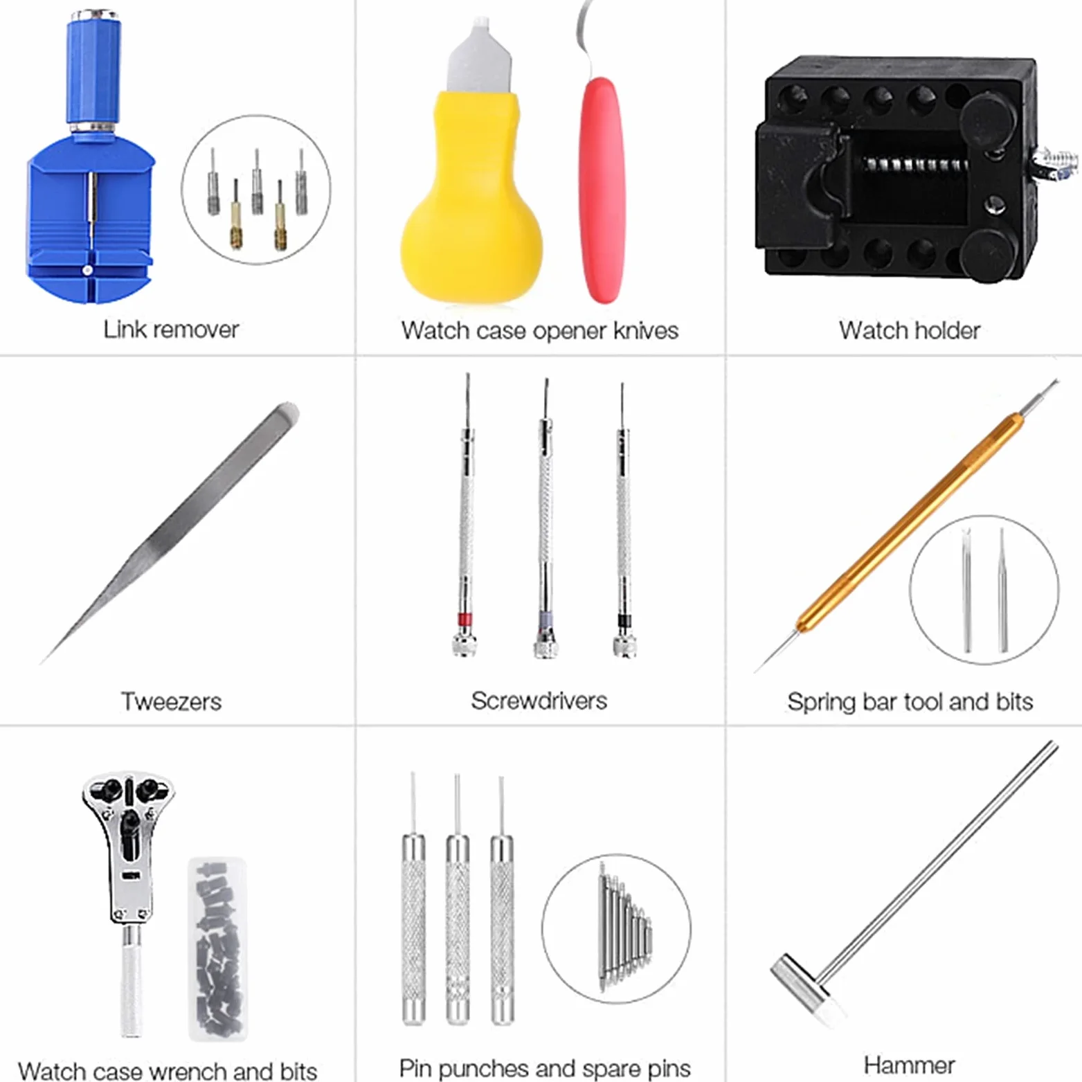 Zestaw narzędzi do naprawy Narzędzia Watch Multi Funkcja Zestaw narzędzi ręcznych Zestaw narzędzi Remover Shell Otwieracz i Watch Battery Wymiana paska Igła Do majsterkowania i naprawy kabli(16pcs)