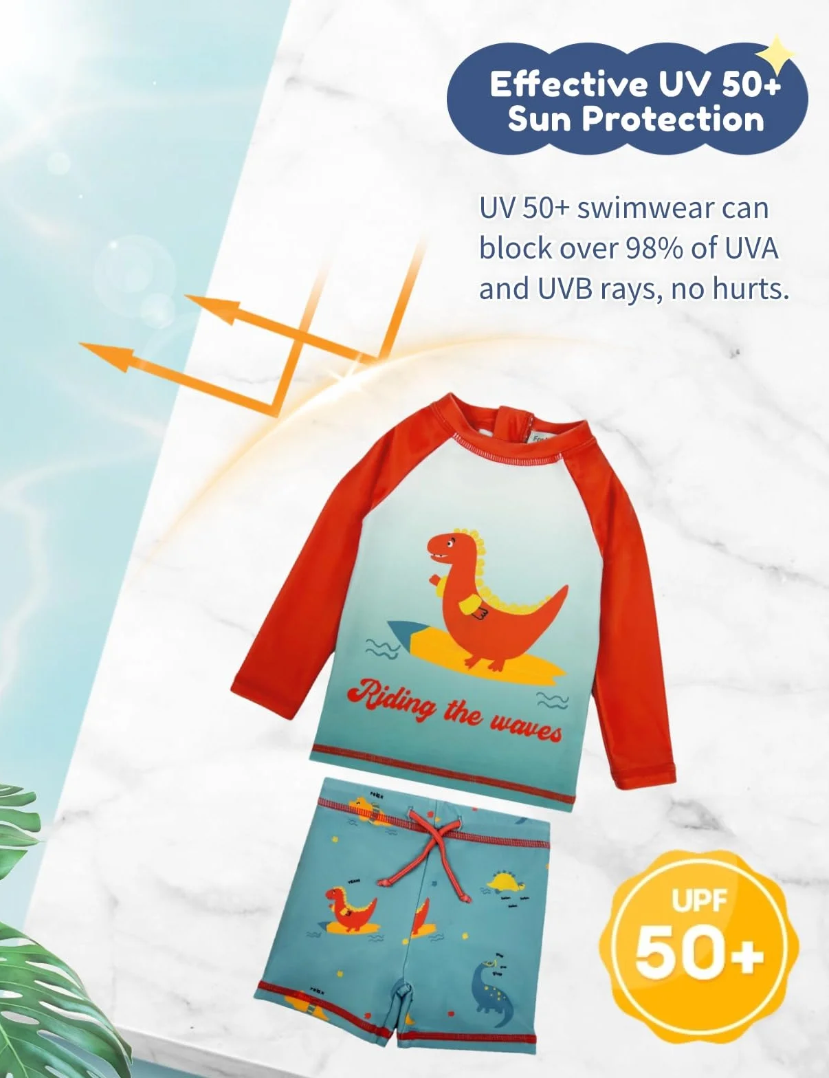 weVSwe Strój kąpielowy dla dzieci Ochrona UV UPF 50+ kombinezon dziecięcy kombinezon przeciwsłoneczny koszulka z tułowia szybkoschnąca stroje kąpielowe zestaw malucha strój kąpielowy 0-6 lat
