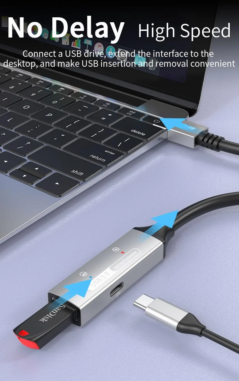PREMIUMCORD Aktywny Przedłużacz USB z Repeaterem 20m, Złącze Żeńskie Typu A do Męskiego, USB 3.2 Gen 1 SuperSpeed 5Gbit/s, 2x Ekranowany, Obudowa Aluminiowa, Czarny, Długość 20m