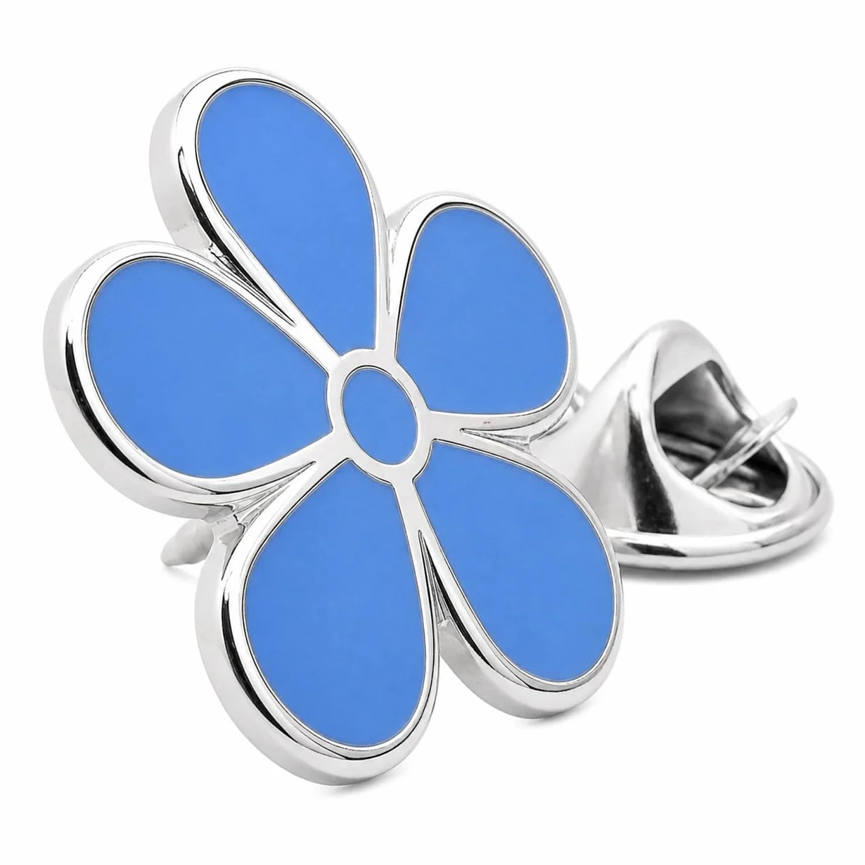 Masonic Forget-Me-Not emaliowana przypinka do klapy - srebrna - LP167, Metal