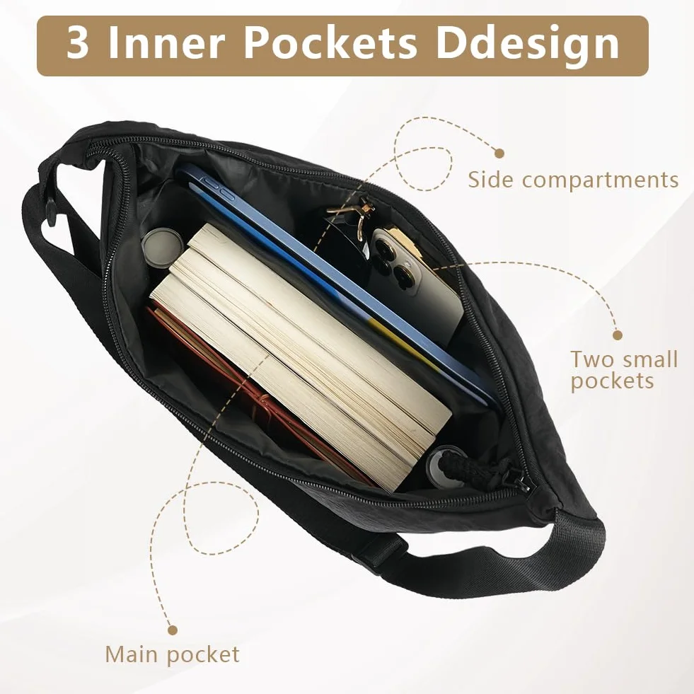 Aucuu Crossbody Bag damska torba na ramię, półksiężyc, torba na ramię, sztruksowa, na co dzień, z regulowanym paskiem na ramię, do pracy, na podróż, na co dzień