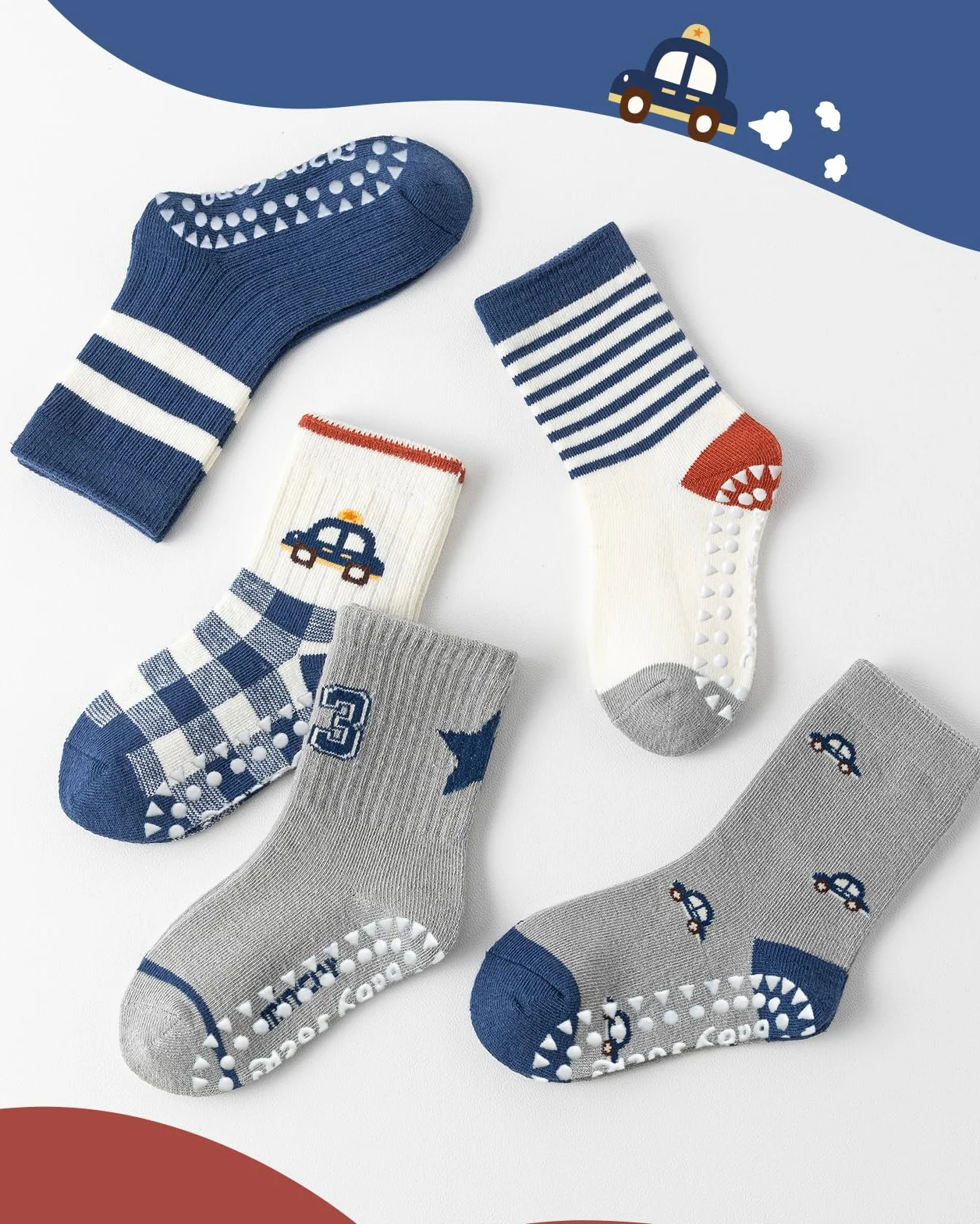 Kyopp 10 par bawełniane skarpetki dla dzieci Crew Socks śmieszne zwierzęta