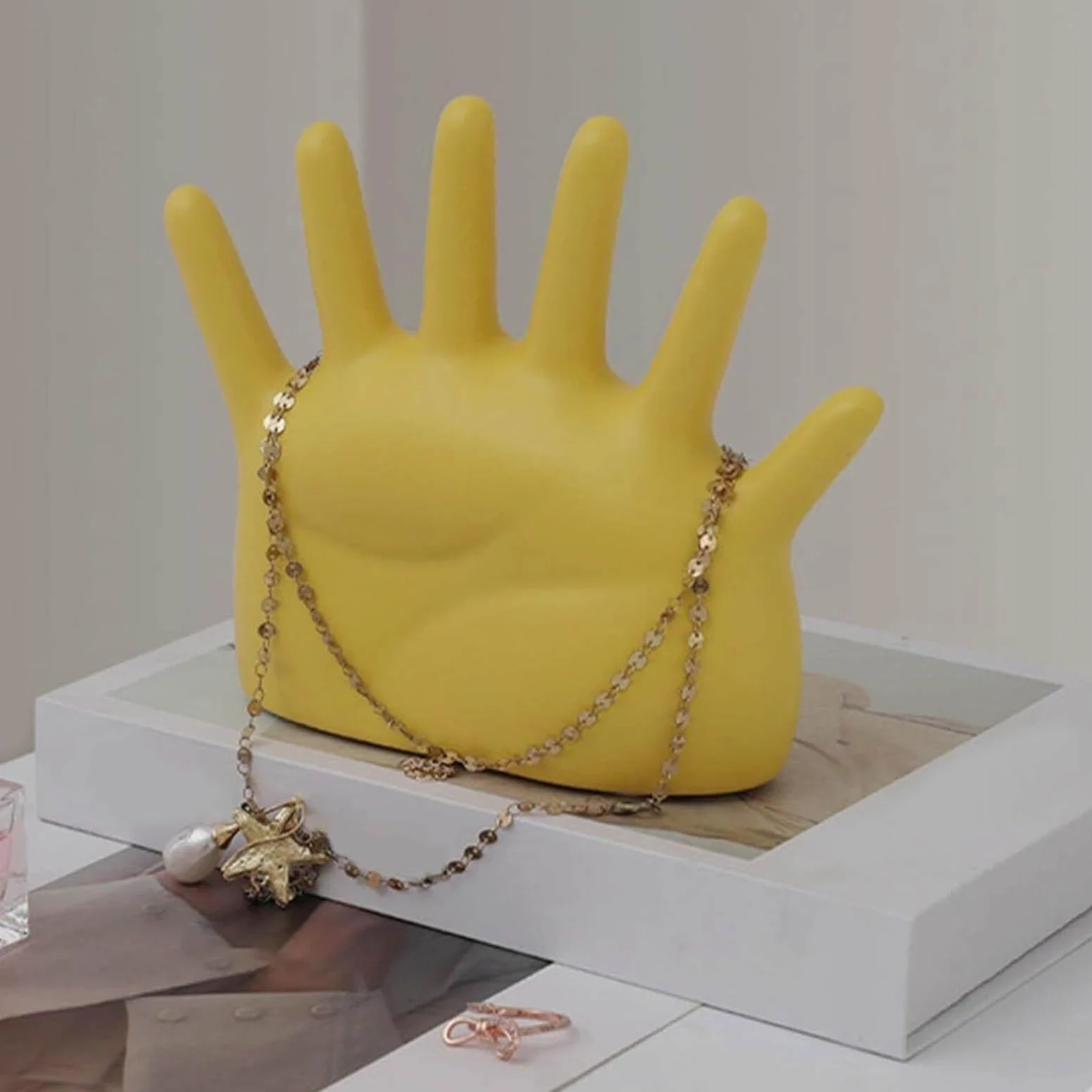 Stojak na Biżuterię do Salonu Stojak Na Biżuterię, Stojak Na Bransoletki, Ceramiczny Ozdobny Stojak Na Pierścienie, Stojak na Biżuterię Lekki(Yellow)