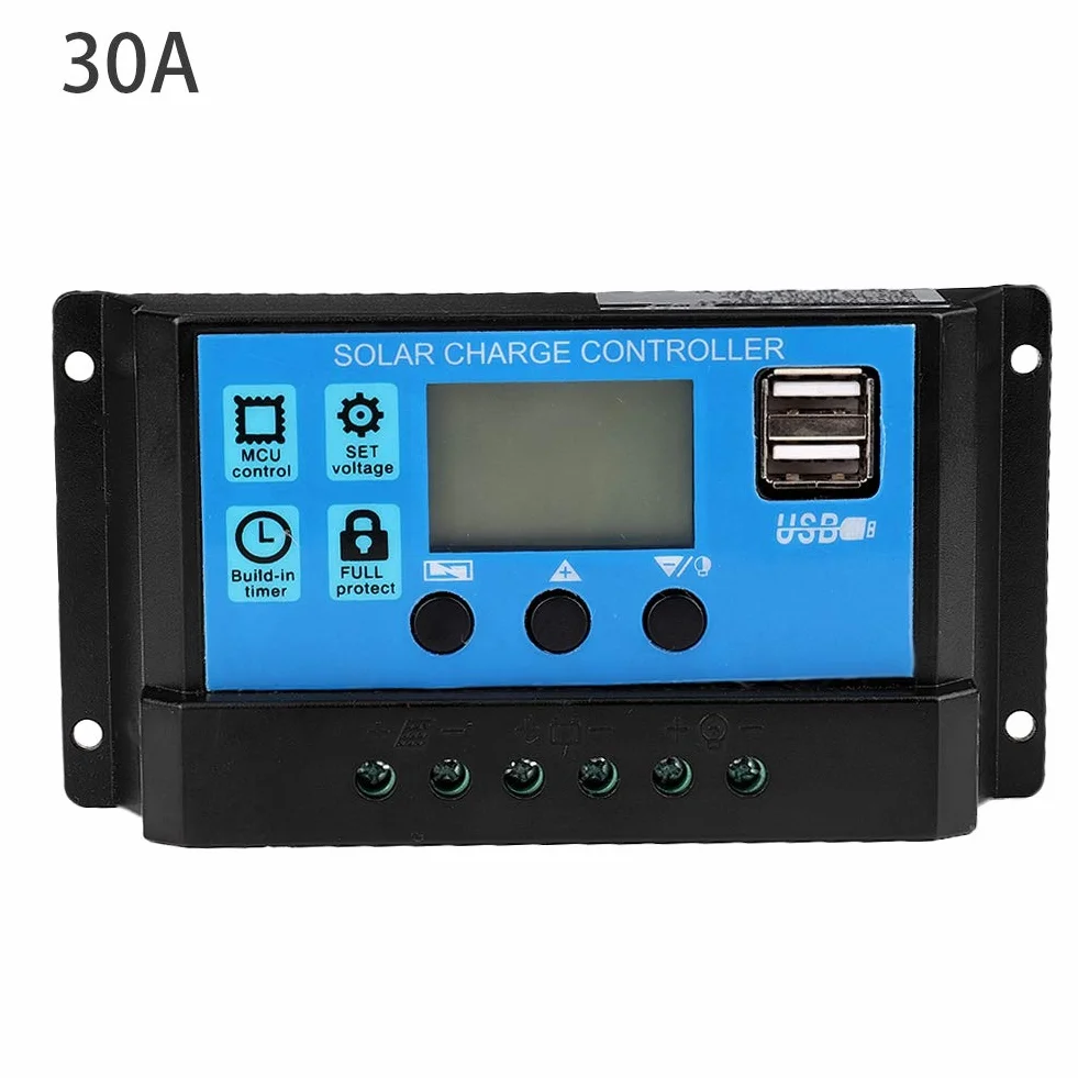 Kontroler ładowania solarnego, 60A/50A/40A/30A/20A/10A 12V 24V ABS automatyczny regulator ładowania słonecznego PWM (30A)
