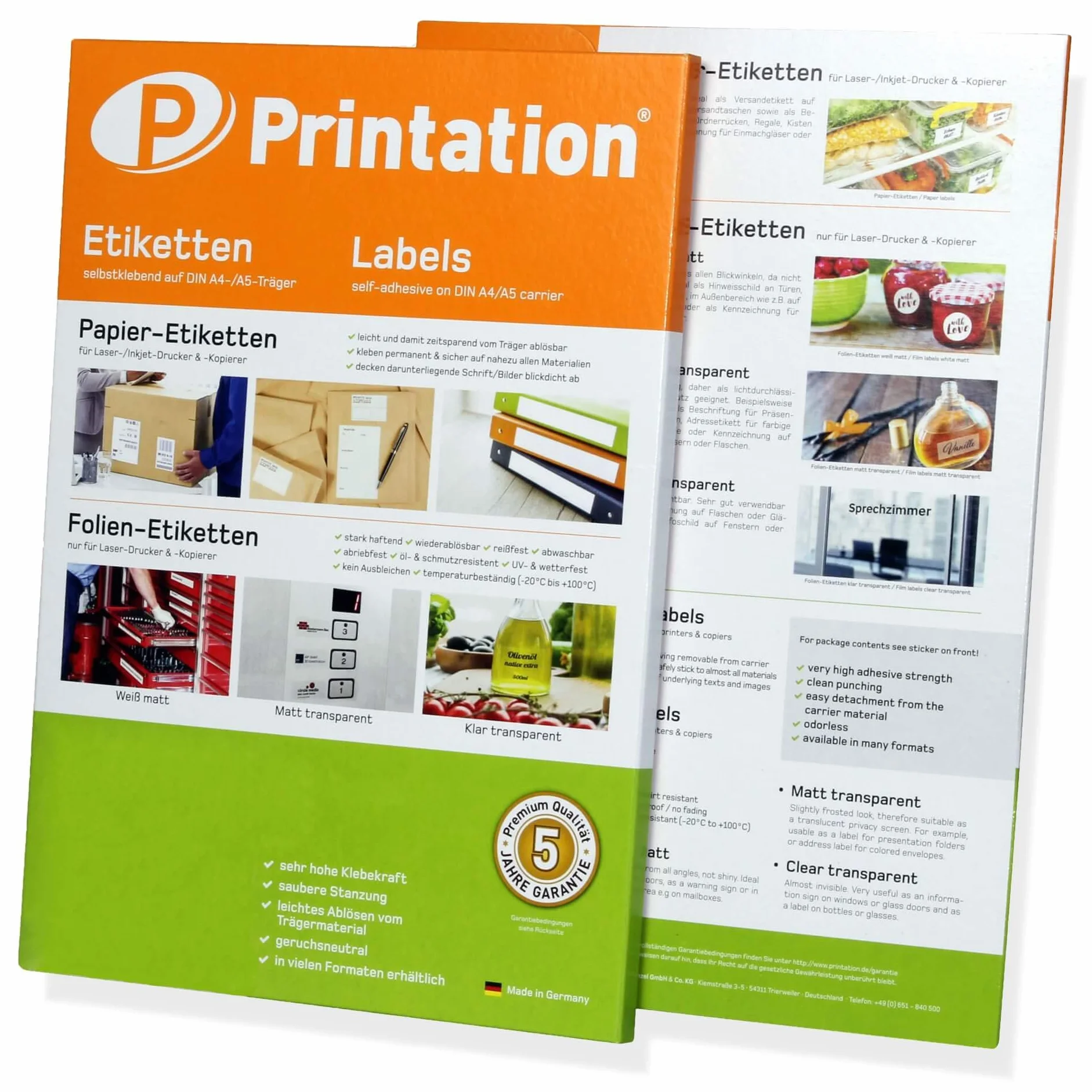 Printation Etykiety samoprzylepne 105 x 148 mm A4 10 arkuszy DIN A6