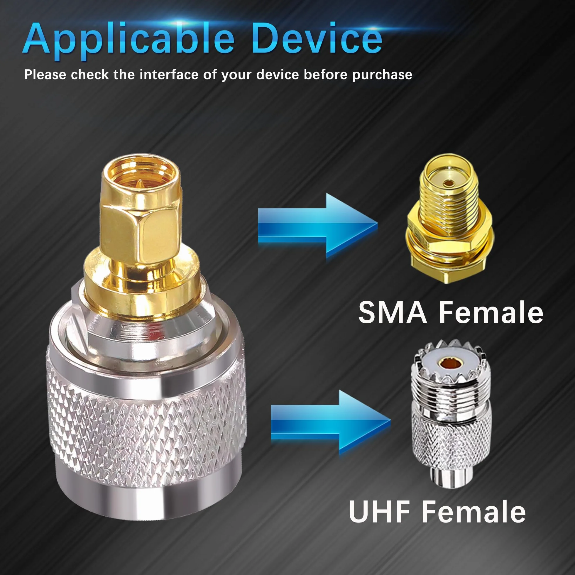 TUOLNK Adapter SMA na PL259 - SMA męski na UHF PL-259 męskie złącze koncentryczne do anteny radiowej CB - 2 szt