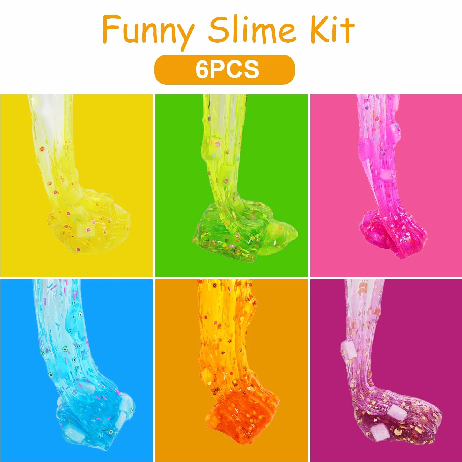 Ainiv Zestaw 6 sztuk Clear Slime, kolorowy, puszysty szlam dla dzieci, prezent na imprezę dla dzieci, urodziny, Wielkanoc, Boże Narodzenie, Nowy Rok, prezent dla dziewcząt i chłopców w wieku 6, 7, 8,