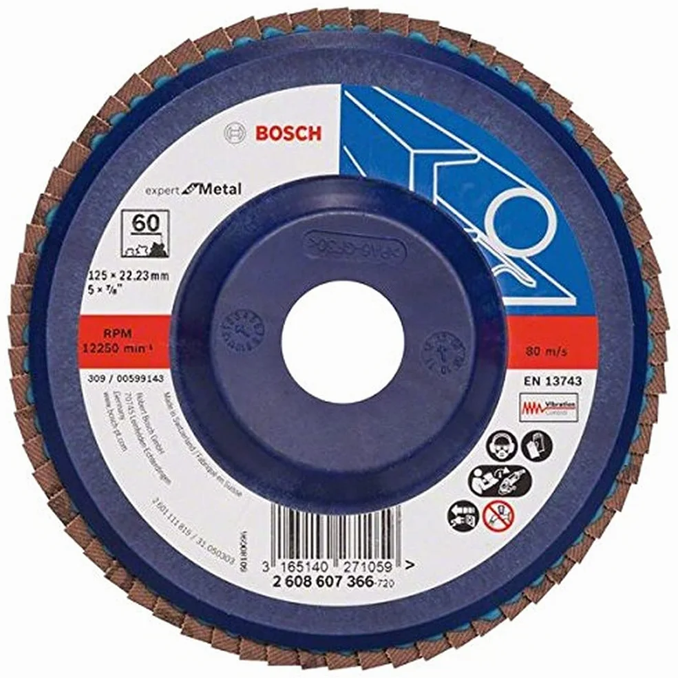 Bosch Professional Tarcza szlifierska wachlarzowa (do szlifierek kątowych różnych materiałów, wersja prosta, Ø 125 mm, ziarnistość 60)