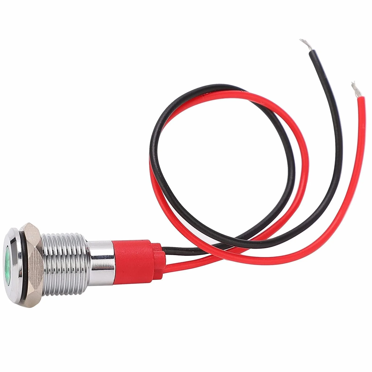 Metalowa Lampka Kontrolna LED Metalowa Lampka Kontrolna LED 10 Mm 220 V, Wodoodporna Zasilanie Mały Przewodowy Mosiądz Niklowany Pyłoszczelna Lampka Sygnalizacyjna 10 Mm Zielony (220 V)