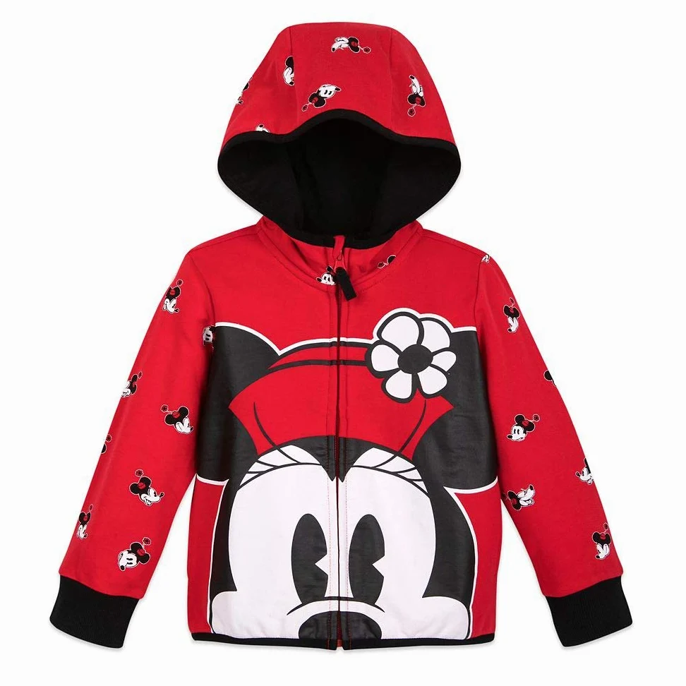 Disney Minnie Mouse bluza z kapturem z zamkiem błyskawicznym dla dzieci, wielokolorowa