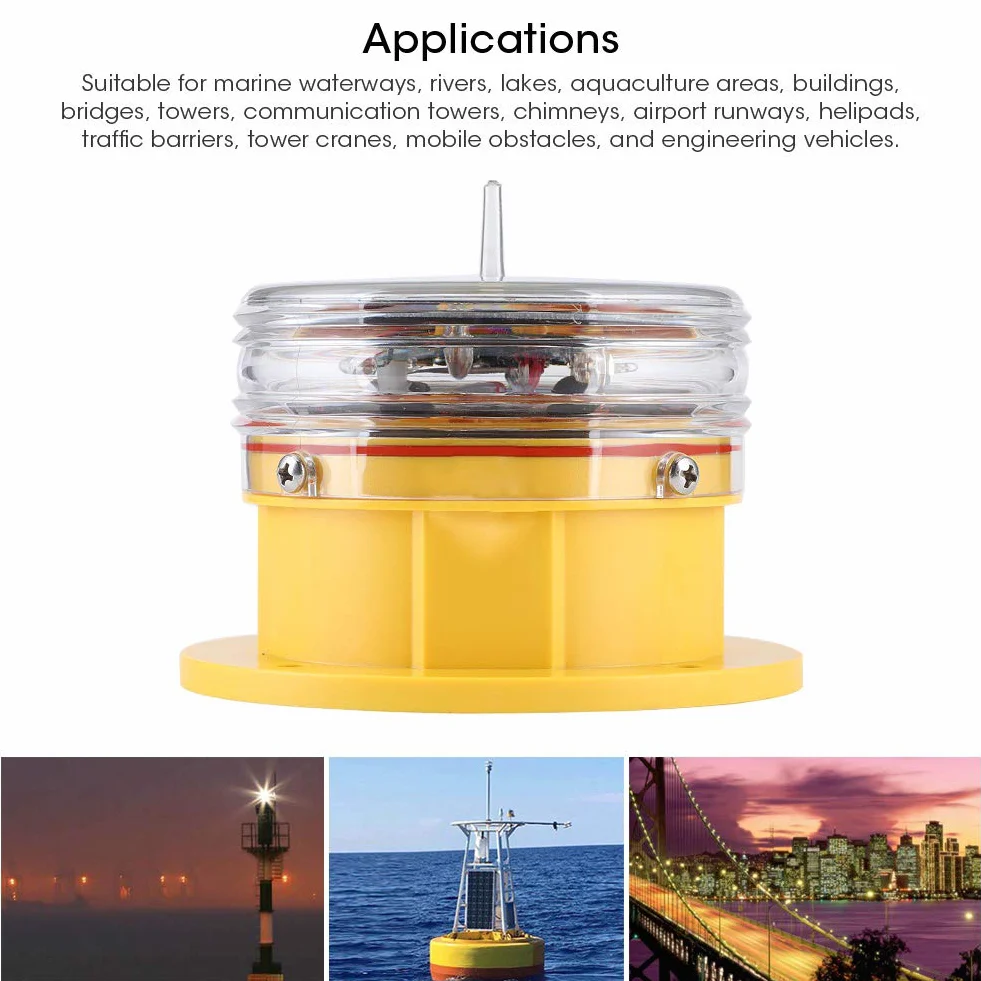 Solar Power Sidelight IP68 Wodoodporny LED Statek Marine Dock Barge Safety Beacon Flashing Light Oświetlenie 360 ​​°