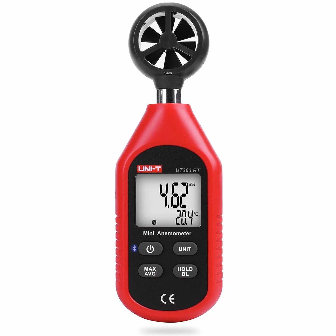 UNI-T Ręczny mini anemometr Bluetooth UNI-T UT363BT ręczny mini cyfrowy anemometr z termometrem i maks./min do zbierania danych pogodowych i sportów na świeżym powietrzu windsurfingu, żeglowania z tyłu