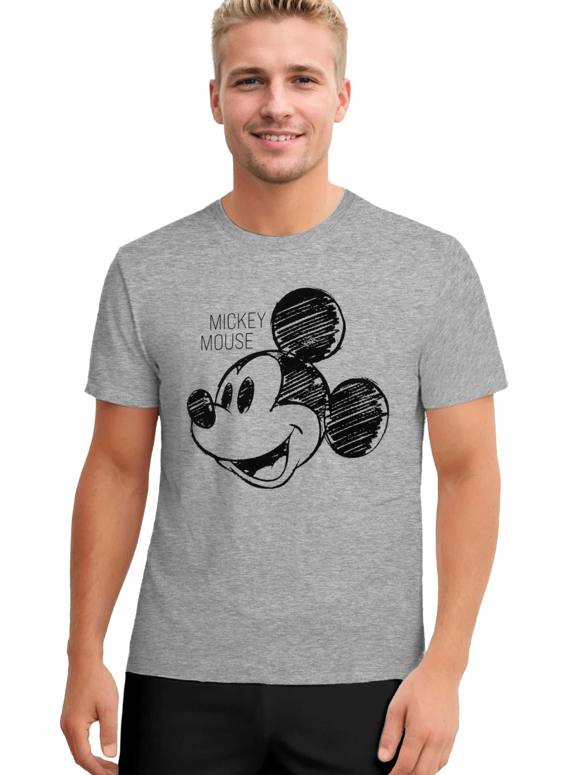 Piżama męska Disney Mickey Mouse zestaw z krótkim rękawem szaro-czarna