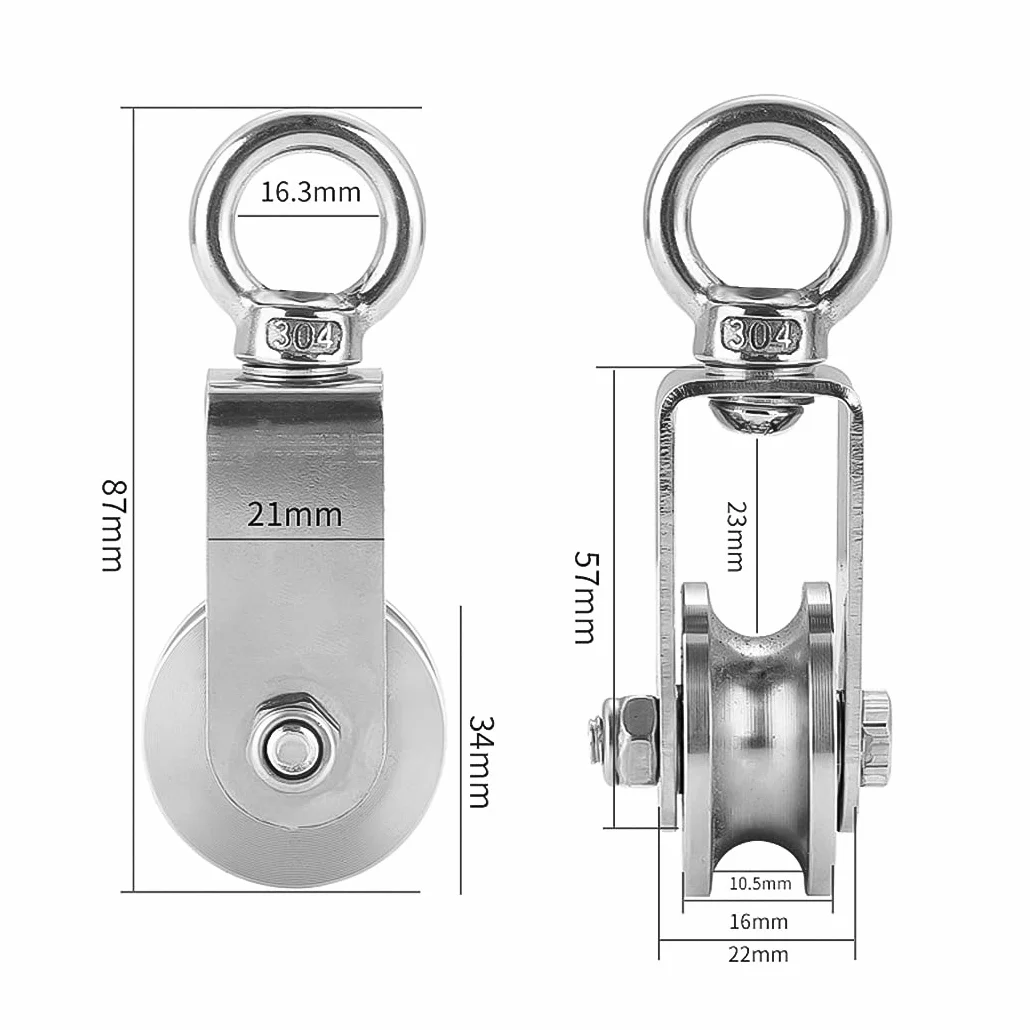 Herbst Rolka zwrotna z łożyskiem kulkowym, linka stalowa ze stali nierdzewnej, do linek fitness rusztowania, nośność 250 kg (34 mm, 4 szt.)