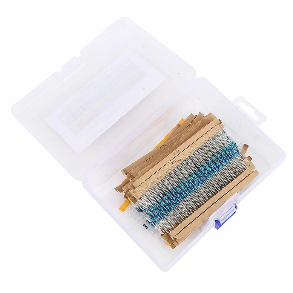 Zestaw 1460 rezystorów 1/4W 1% metalowych 73 wartości od 1 Ohm do 1 MOhm DIY elektronika prototypowanie dla projektów majsterkowania i eksperymentów