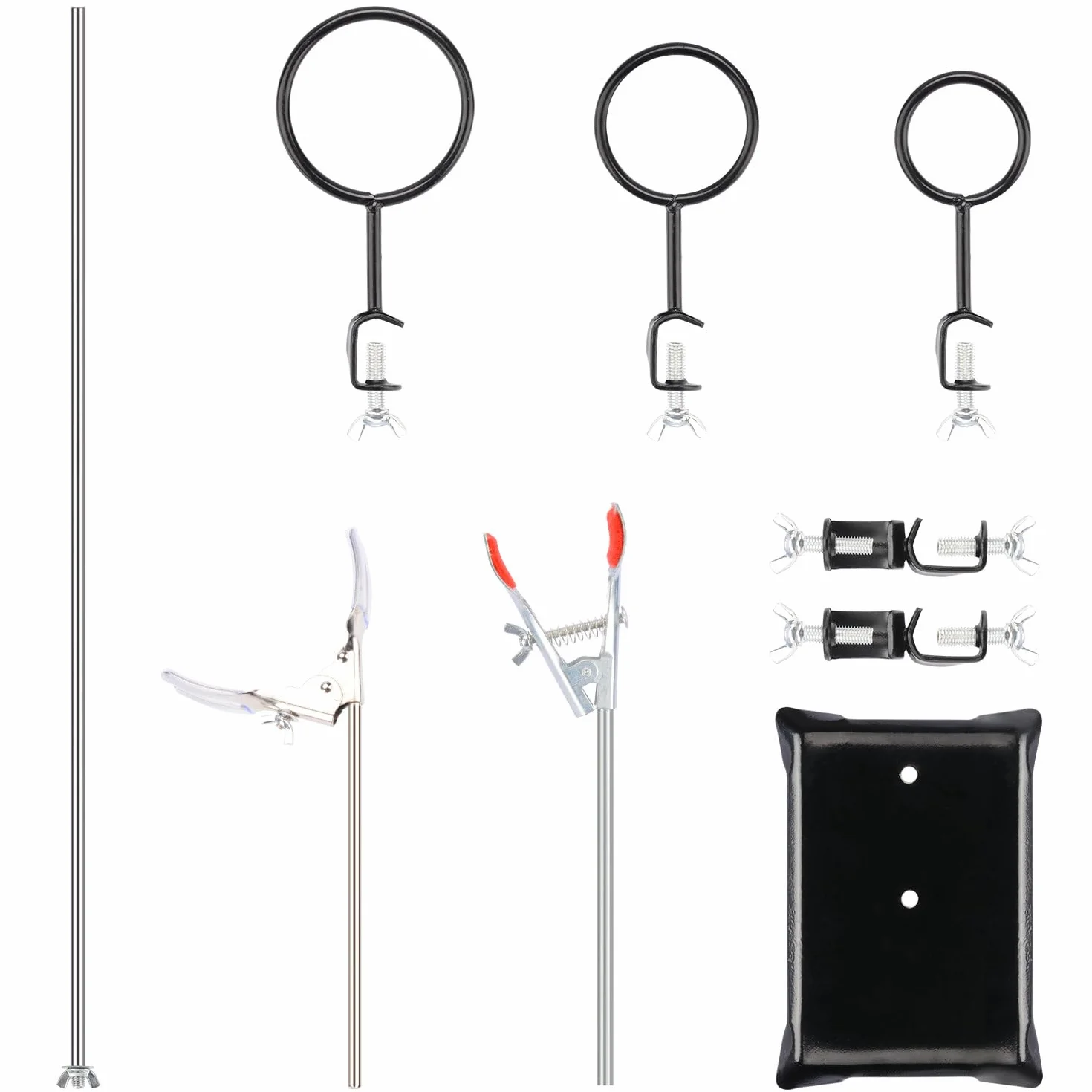 Zestaw Statywu Laboratoryjnego Stalowy Stojak Wsporczy 60 cm z Prętem 4-Zębny Zacisk do Biurety