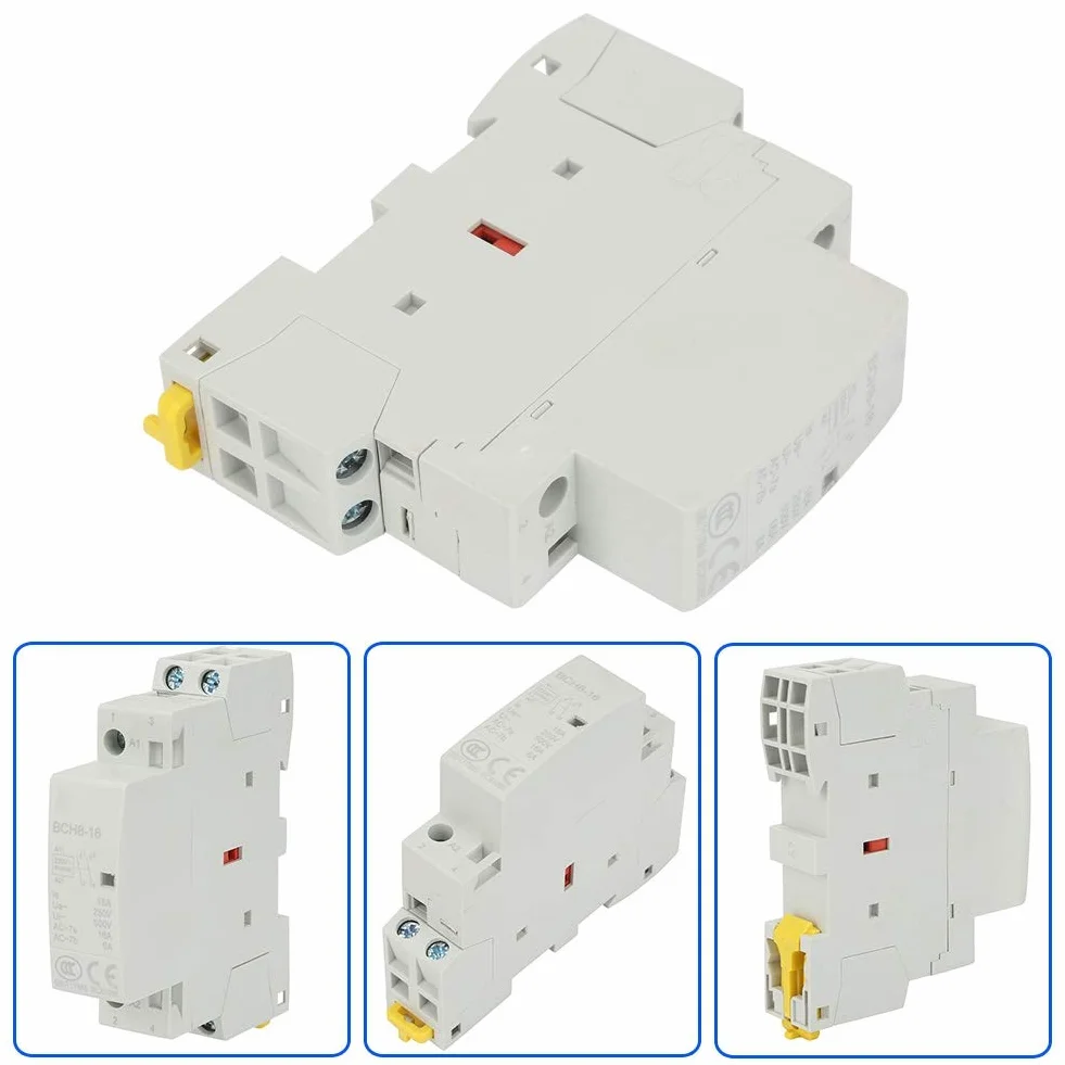 Przekaźnik 230 V szyna montażowa, przekaźnik na szynie DIN 120 V, sterowanie wyświetlaczem, 2P 16 A, 220 V, 230 V, 1 Nc, 5060 Hz, szyna DIN