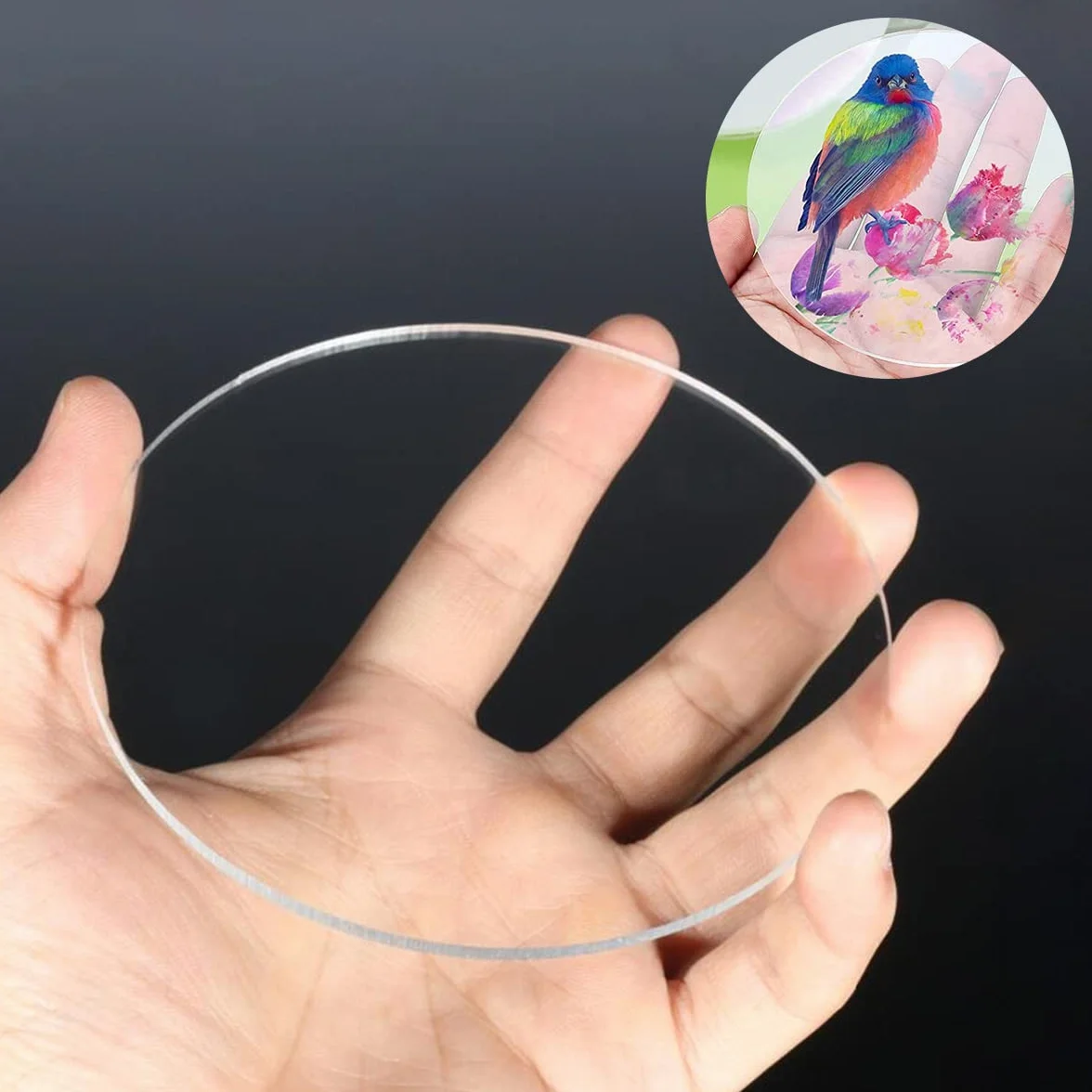 20 sztuk przezroczystych akrylowych arkuszy plastikowych, okrągłych płaskich, akrylowych okręgu tarcz do rękodzieła, DIY breloczek, biżuteria, akcesoria, 5 cm x 1,8 mm