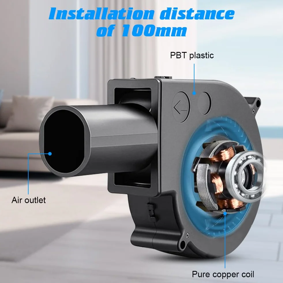 Wentylator promieniowy 230 V, regulowany, promieniowy AC z regulatorem prędkości, wentylator 97 mm, turbiny do grzejników, grilla, pikniku, chłodzenia urządzeń gospodarstwa domowego (czarny)