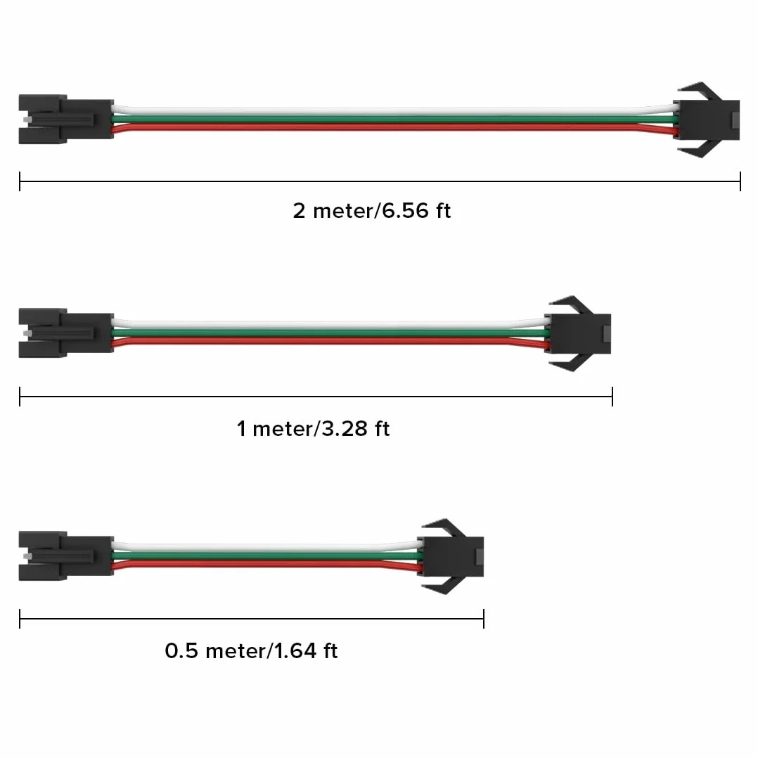 BTF-LIGHTING 3 piny 20AWG JST SM LED złącze 5 sztuk/opakowanie żeńskie złącze męskie z kablem 2 m do WS2812B WS2811 WS2811 WS2814 SK6812 FCOB WS2811 IC Bezszwowa taśma LED, kontroler drutu