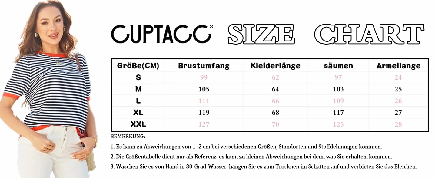 Cuptacc Koszulka Femme Rayure Toton Top Femme Chic et Élégant Col Rond été Manche Courte Blouse