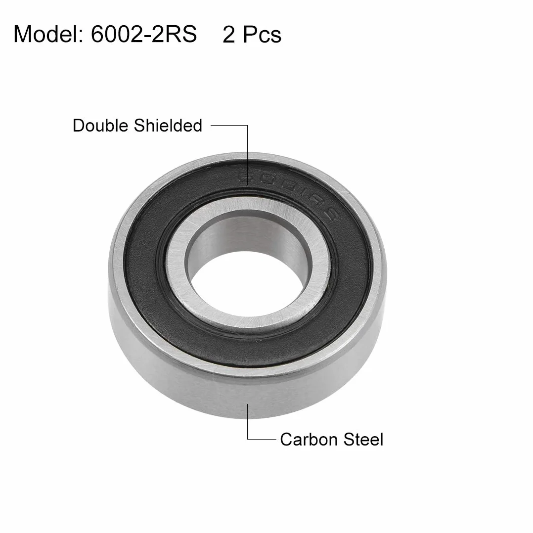sourcing map 2 szt. rowki łożyska kulkowe 6001-2RS Z2 podwójne ekranowane stal węglowa 12 mm X 28 mm X 8 mm