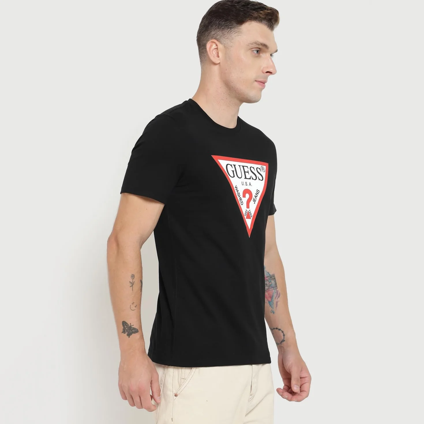 Guess T-shirt uomo logo triangolo grigio ES24GU23