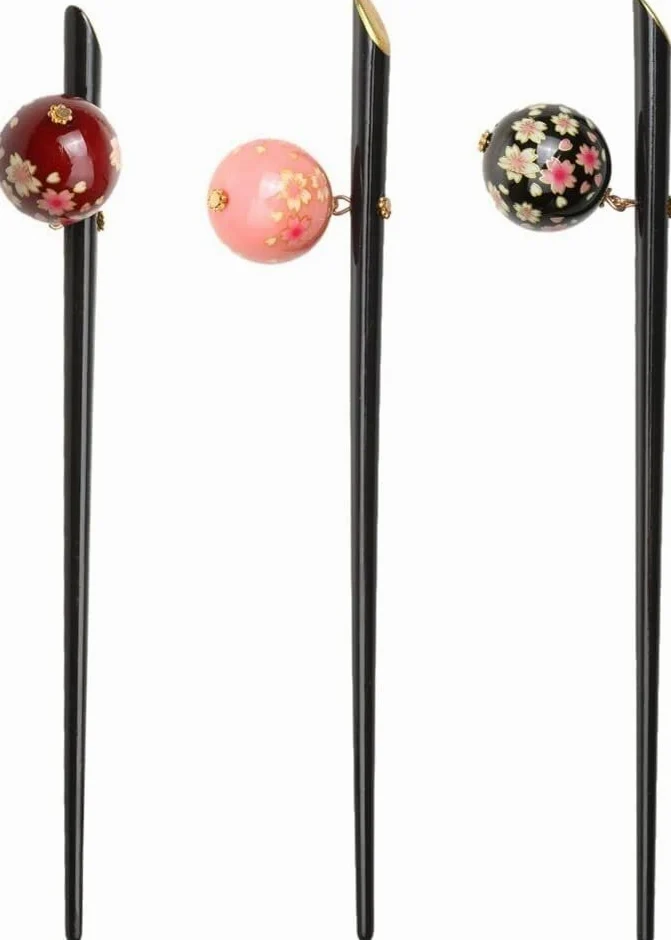 3 szt. Ozdoba do spinki do włosów Sakura sztyft do włosów japońska biżuteria do włosów Kanzashi