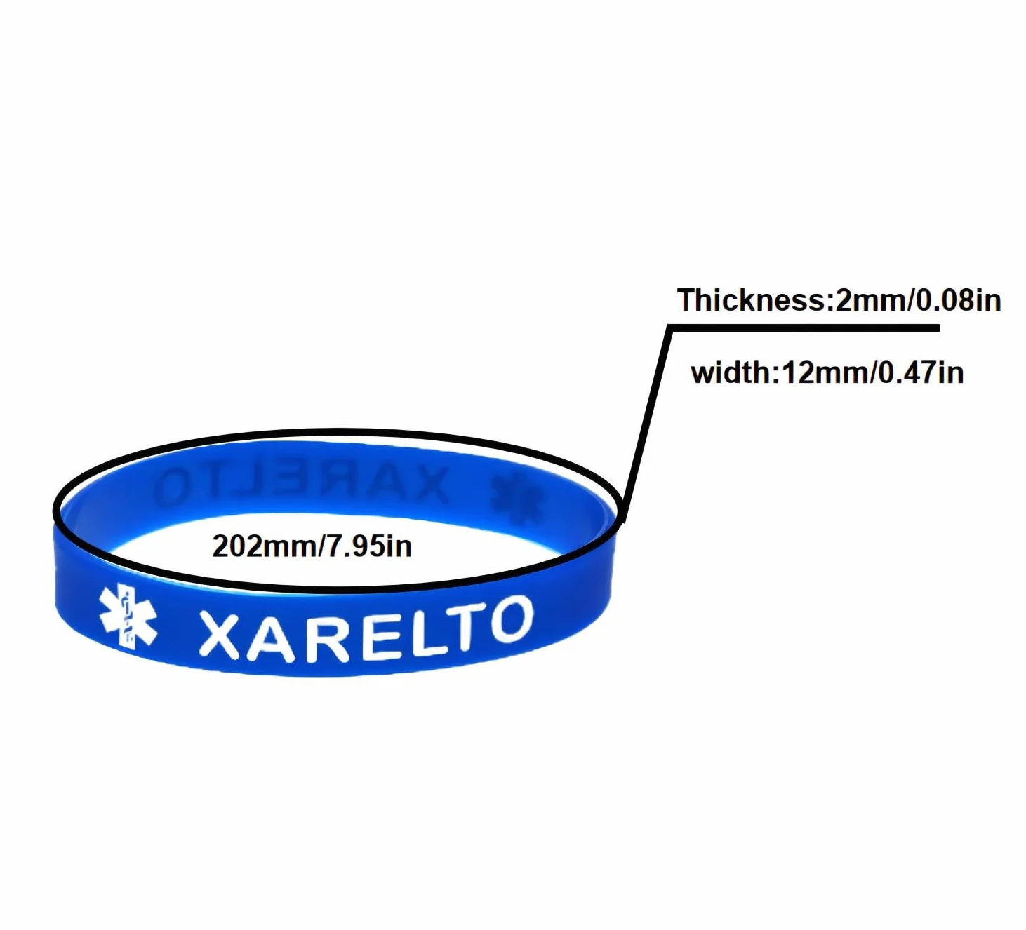 4 x bransoletka silikonowa XARELTO Medical Alert XARELTO Medical Alert Recognition Wristbands, męskie i damskie elastyczne opaski sportowe na świeżym powietrzu, One size, Silikon, Bez