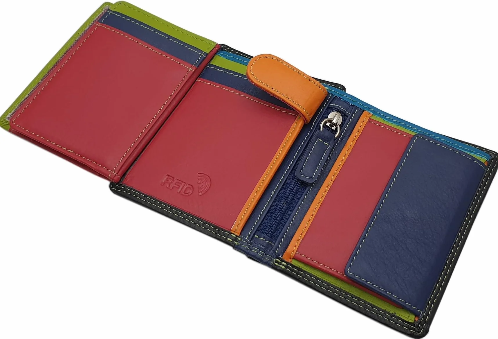 Portfel damski z bydlęcej skóry nappa z ochroną RFID NFC