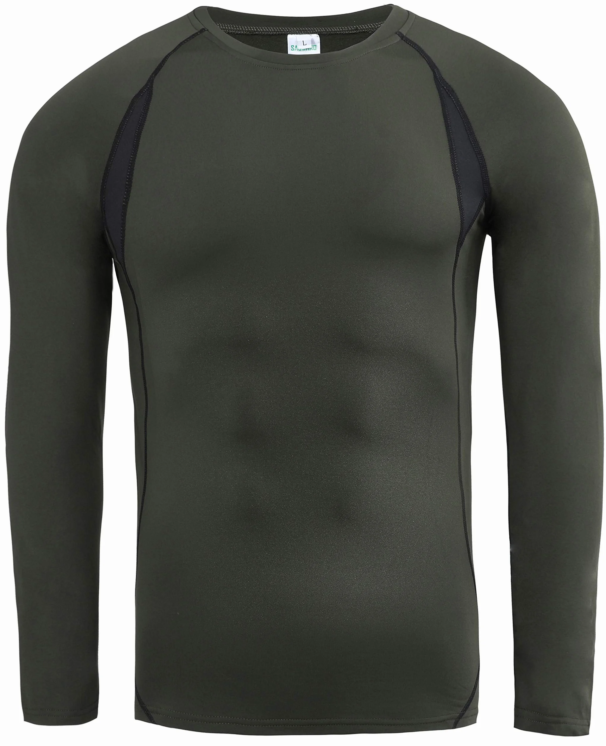 SAGUARO Męska zimowa bielizna termiczna, ciepła, oddychająca, bielizna narciarska, zestaw bielizny funkcyjnej, rozm. S-2XL, wojskowa zieleń, XL