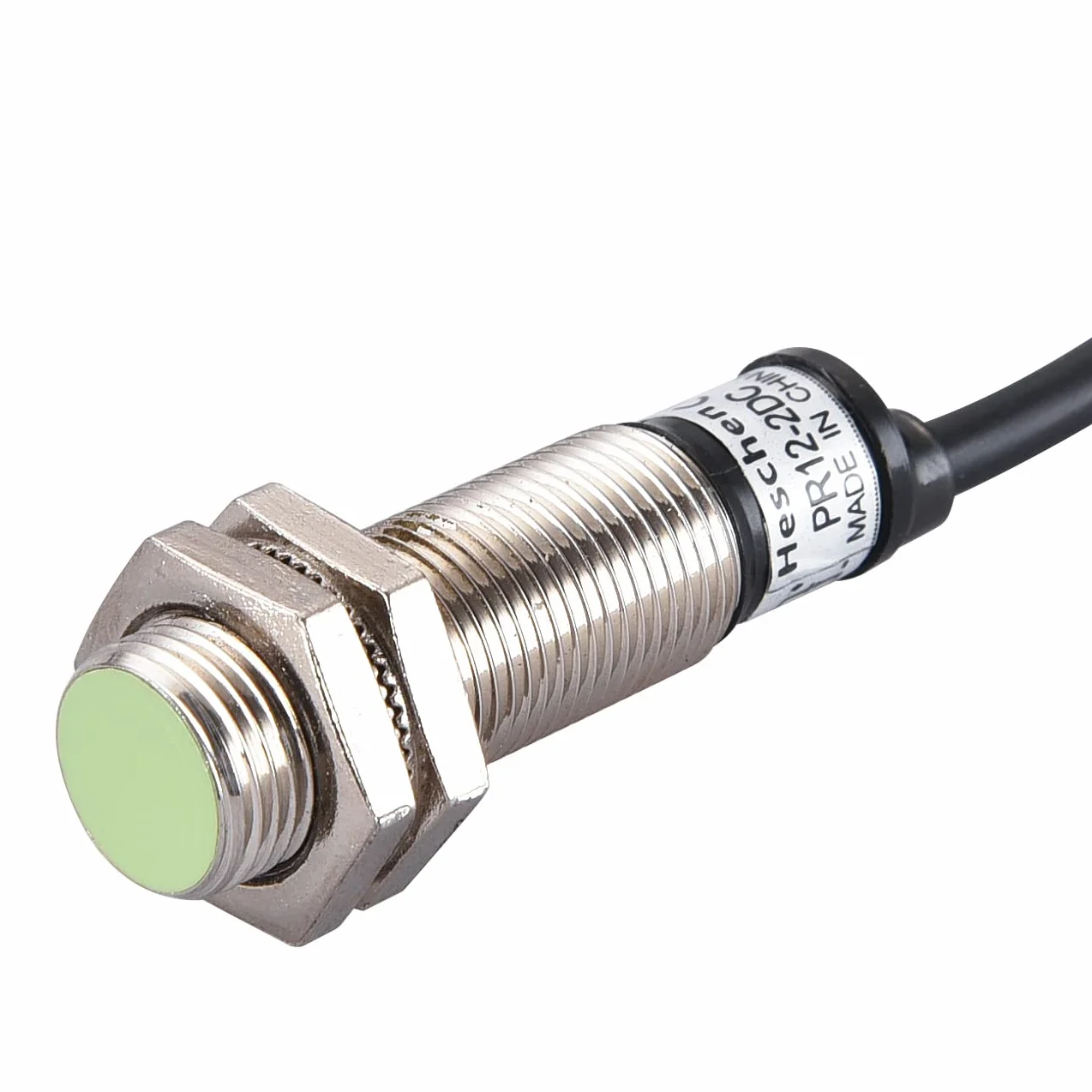 Heschen PR12-2DC, M12, 2 mm, indukcyjny czujnik zbliżeniowy PR12-24 V DC, normalnie zamknięty, CE, czujnik ruchu, mosiądz (niklowany), IP67
