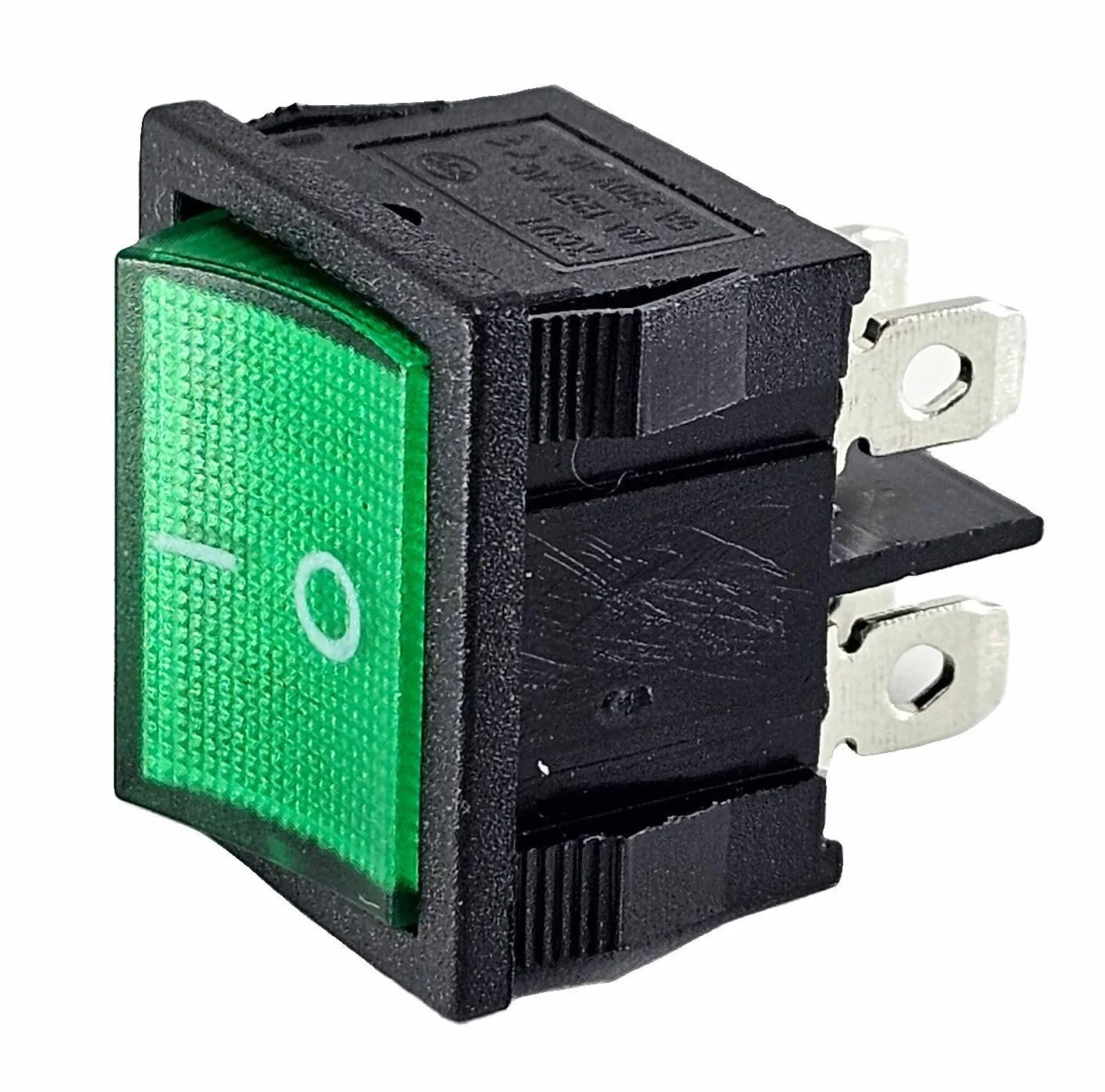 Przełącznik kołyskowy zielony przełącznik kołyskowy 4 pin 6A 250 VAC przełącznik urządzenia, wymiary ramy ok. 21 x 24 mm, podświetlany